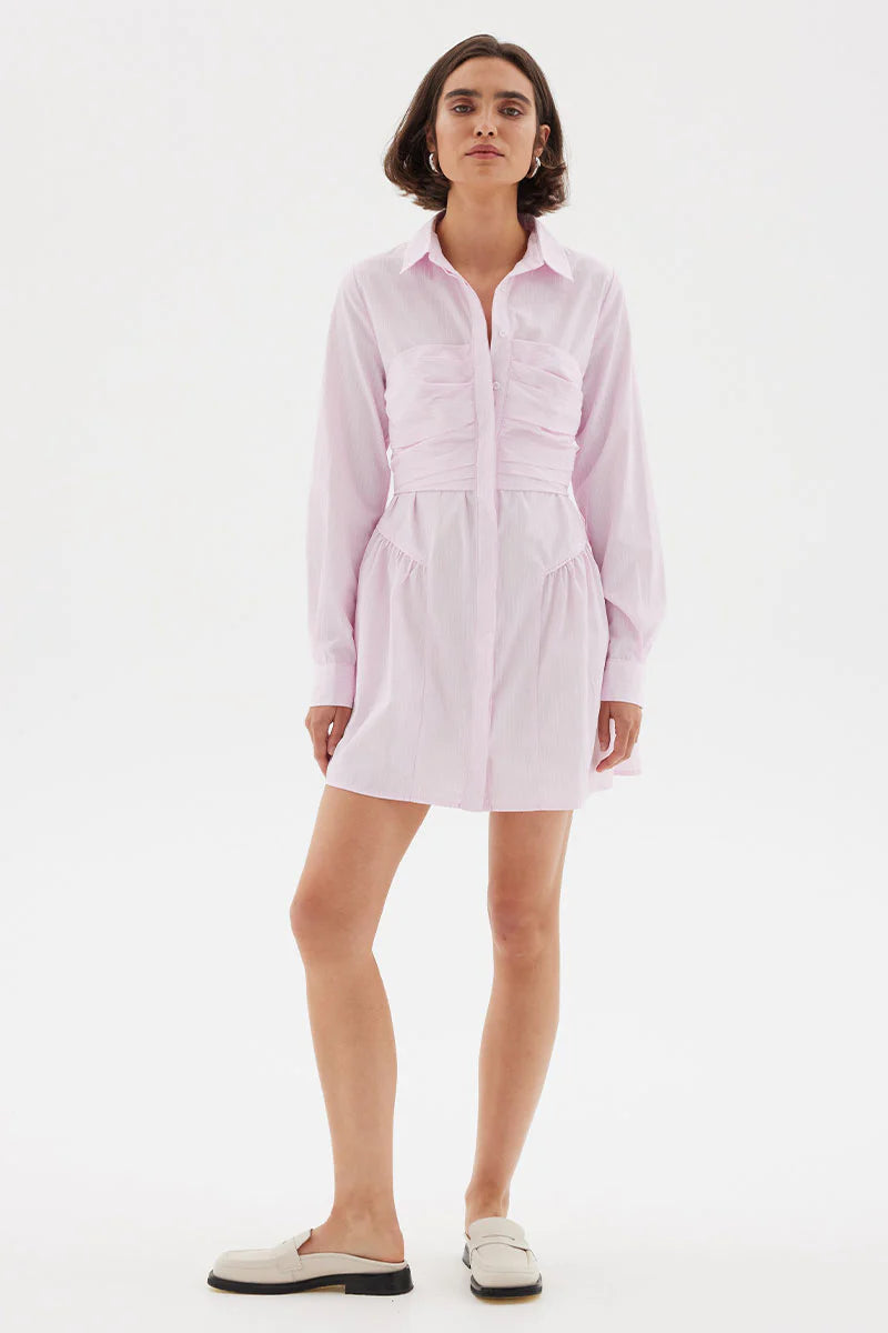 Evermore Corset Shirt Dress for Women - Elegant & Comfortable Musk Floral Print - Perfect for Office, Date Night & Casual Outings