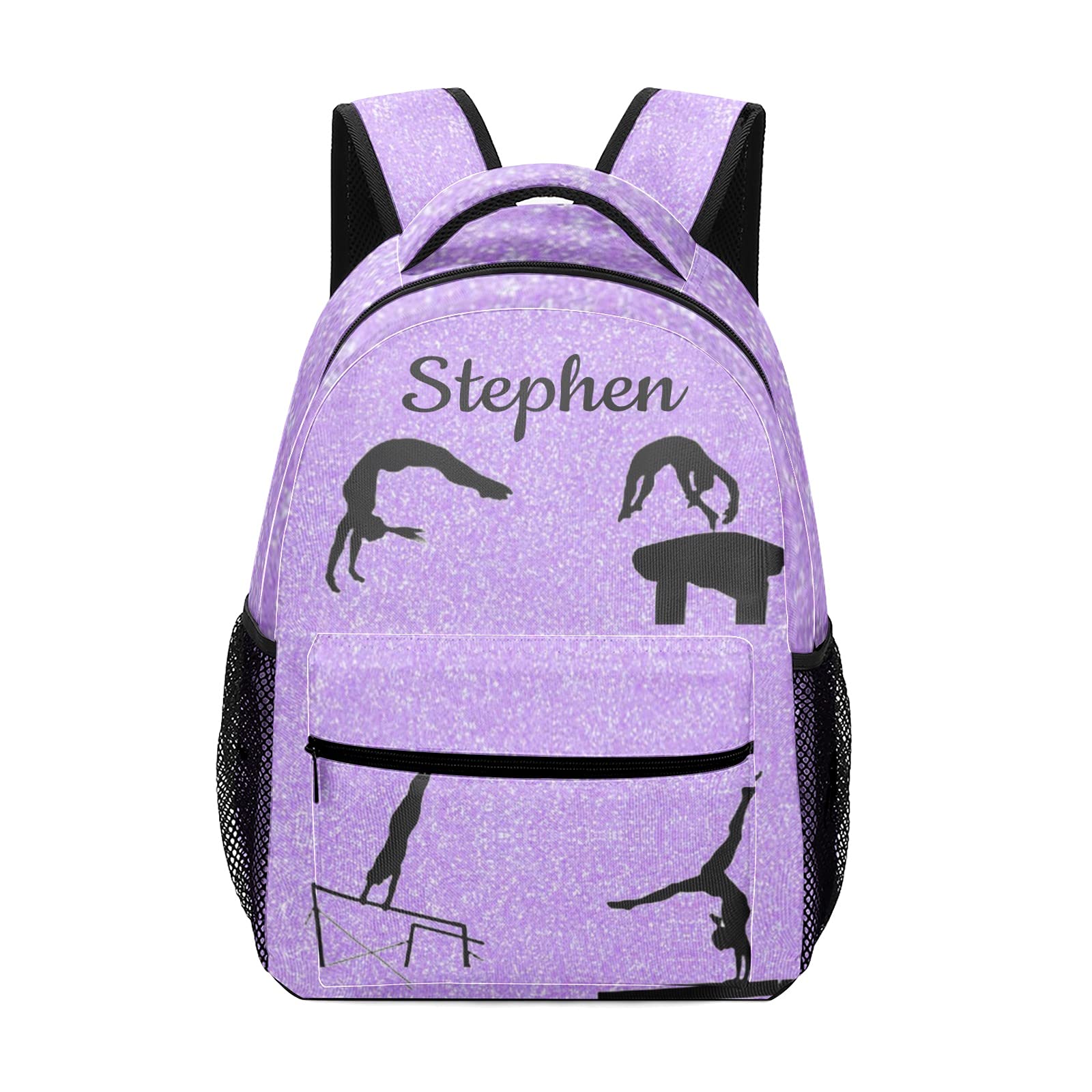 Eiis Girls Gymnastics Backpack - Glitter Personalized School Daypack for Kids (Boy/Girl) - Lightweight Travel Bookbag for Sports, School & Outdoor Activities - One Size P22889