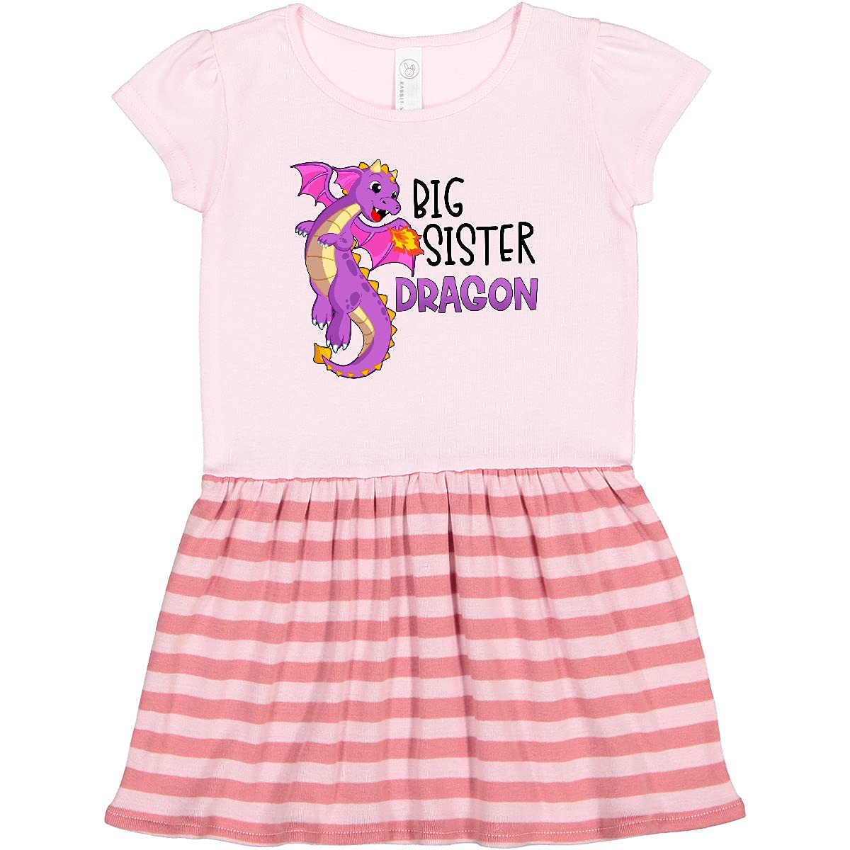 Inktastic Big Sister Cute Purple Dragon Toddler Dress - Adorable Baby Girl Outfit for Birthday, Family Photos & Special Occasions