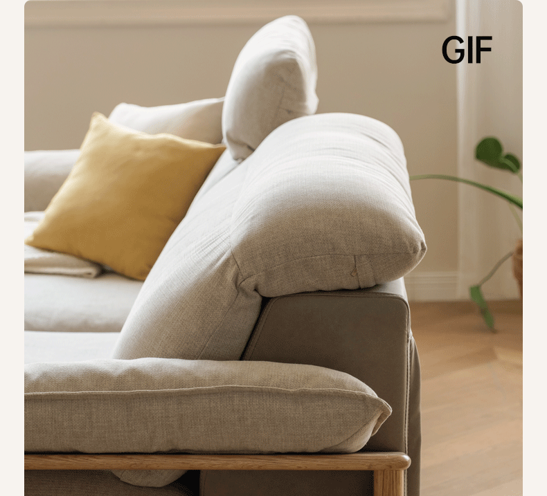 Oak Solid Wood Fabric Sofa with Adjustable Backrest - Comfortable Living Room Furniture for Home & Office Use