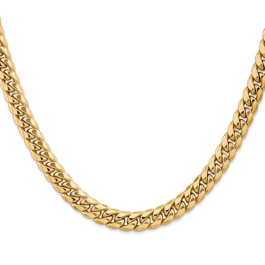 10K Yellow Gold 7.3mm Semi-Solid Miami Cuban Chain - 4 Lengths Available | Men's Jewelry, Hip Hop Style, Gift for Him, Wedding, Party, Everyday Wear