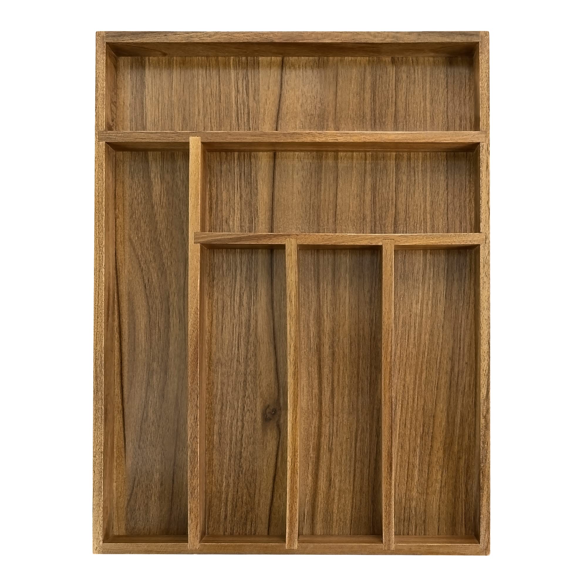 Premium Acacia Wood Kitchen Drawer Organizer - 6 Slot Silverware & Utensil Tray with Adjustable Dividers for Knives, Forks, Spoons | Perfect for Home Kitchen Organization & Dining Table Setting