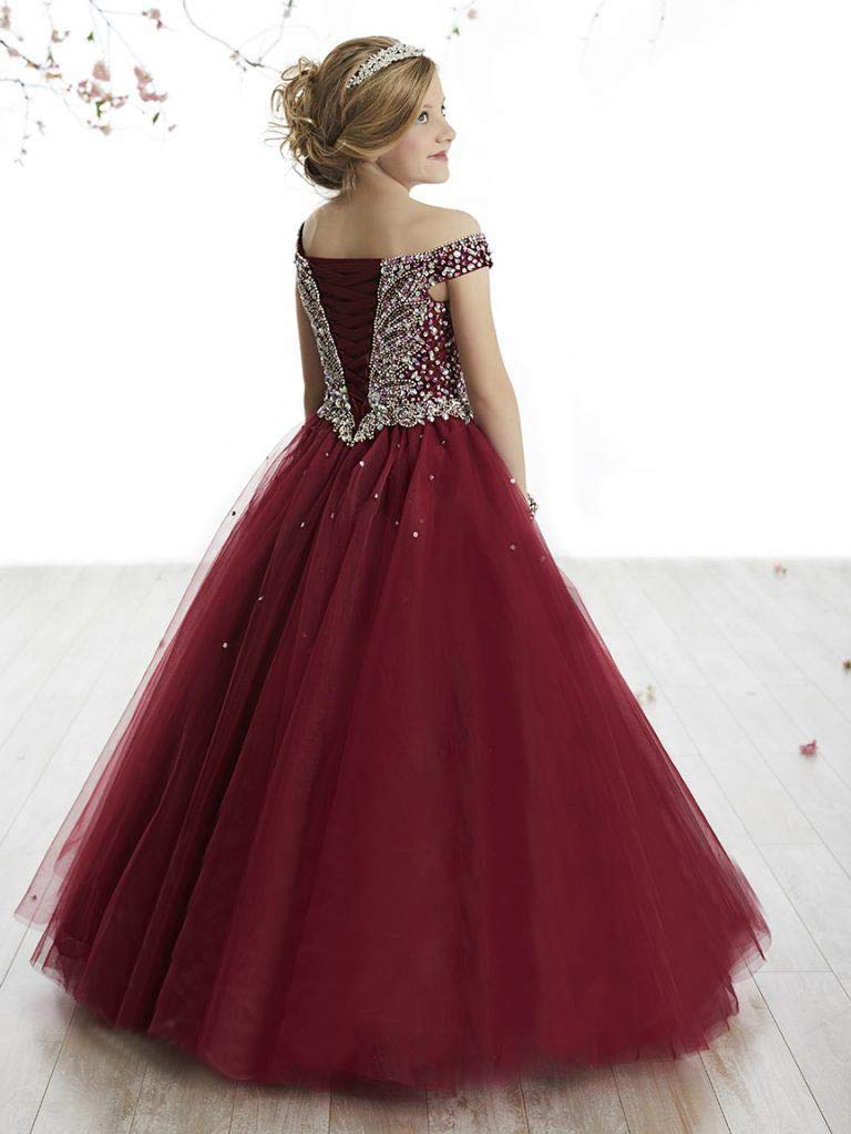 **Junguan Girls' Off-The-Shoulder Pageant Dress – A-Line Princess Prom Gown for Formal Balls & Special Occasions – Perfect for Pageants, Proms, Weddings & Quinceañeras**