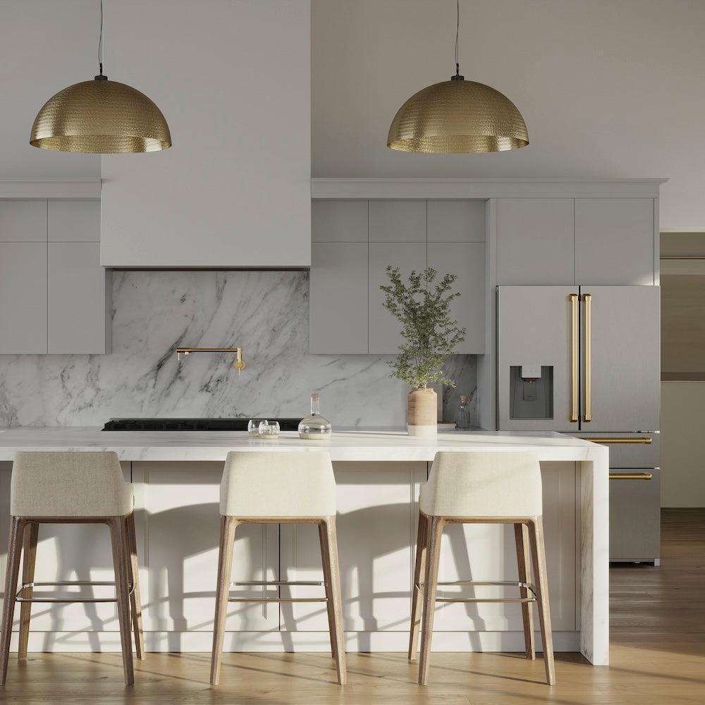 ZLINE Autograph Edition 36 Inch Counter Depth French Door Refrigerator - 21.6 cu ft Capacity, Fingerprint Resistant Stainless Steel with Polished Gold Handles, Built-in Water & Ice Dispenser (RFMZ W 36 G) - Perfect for Modern Kitchens, Open Concept Homes & Luxury Appliances Collection