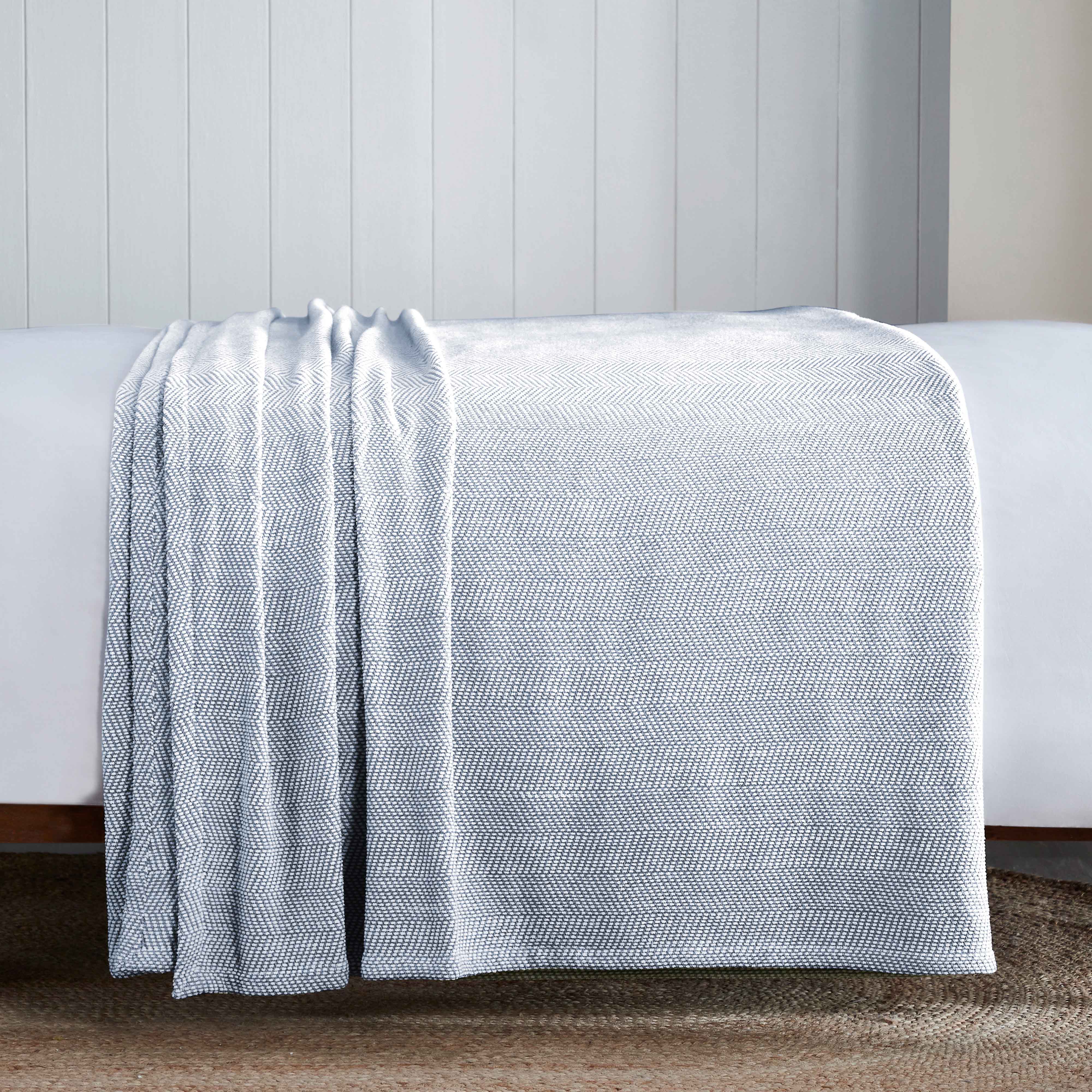 Premium Maya Chenille Herringbone Cotton Blanket - Medium Weight Soft Throw for Bed, Sofa & Couch - Cozy Home Decor for All Seasons