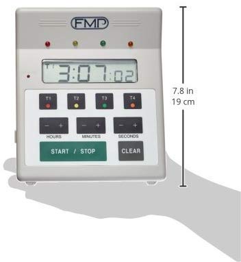 FMP Digital 4 Channel Commercial Kitchen Countdown Timer - Waterproof 7-Inch Large Display Timer with Loud Alarm - Perfect for Restaurants, Bakeries & Cooking - White (Commercial Grade)