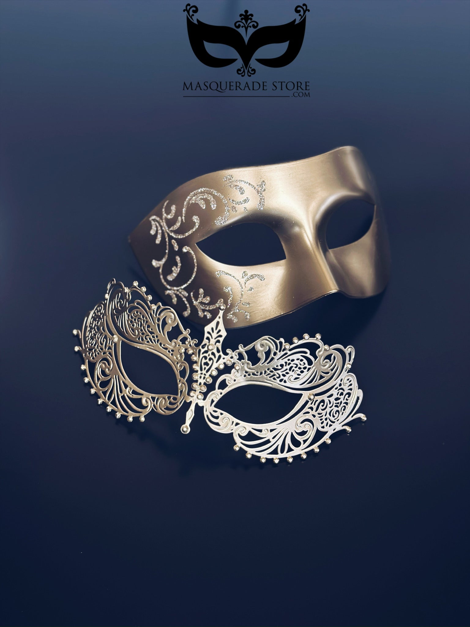 Regal Ember Gold Couples Face Masks - Romantic Matching Set for Date Night & Special Occasions