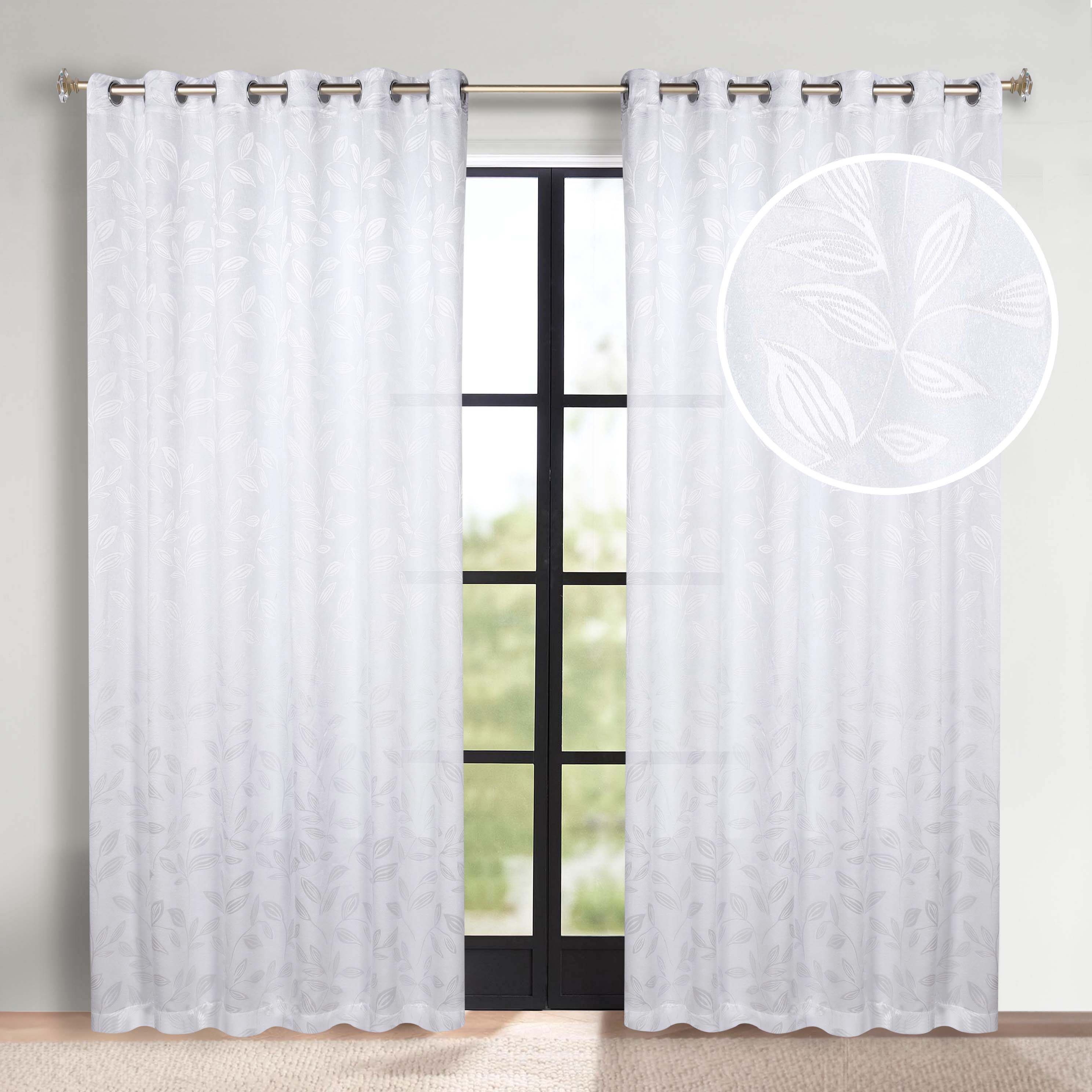 Premium Leaves Grommet Blackout Curtains Set of 2 - Thermal Insulated Room Darkening Drapes for Bedroom & Living Room - Perfect for Home Theater, Daytime Napping & Light Control