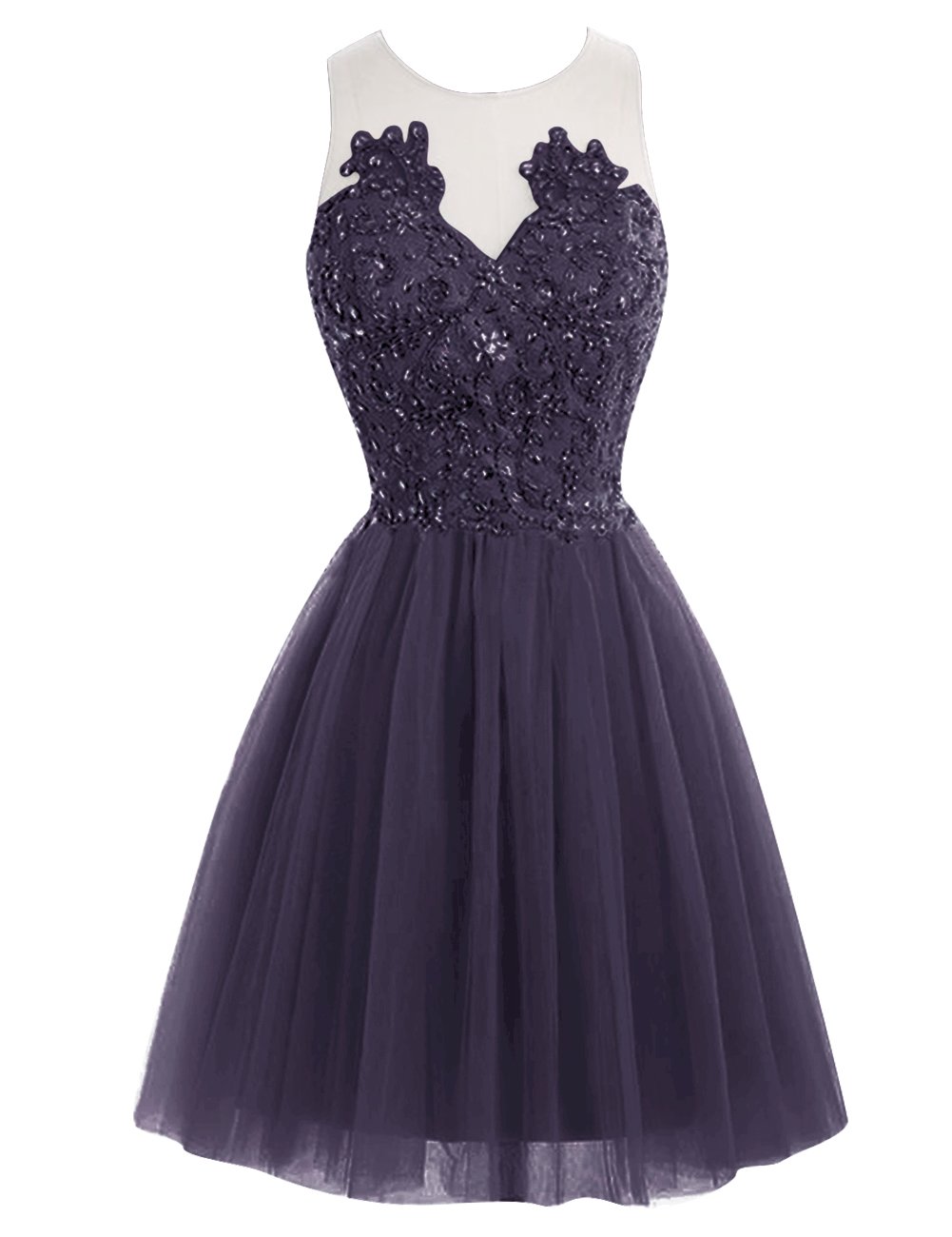 JAEDEN Short Lace Homecoming Dress - Elegant Tulle Prom Party Gown with Sheer Back, Sleeveless Cocktail Dress for Formal Events, Dances & Special Occasions