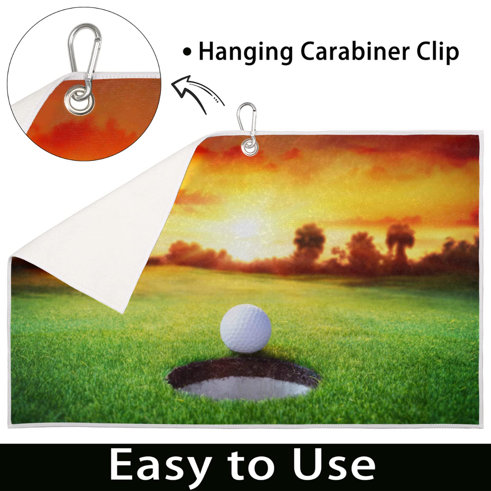 Premium Golf Towel with Clip - Super Absorbent Microfiber Golf Bag Towel (24