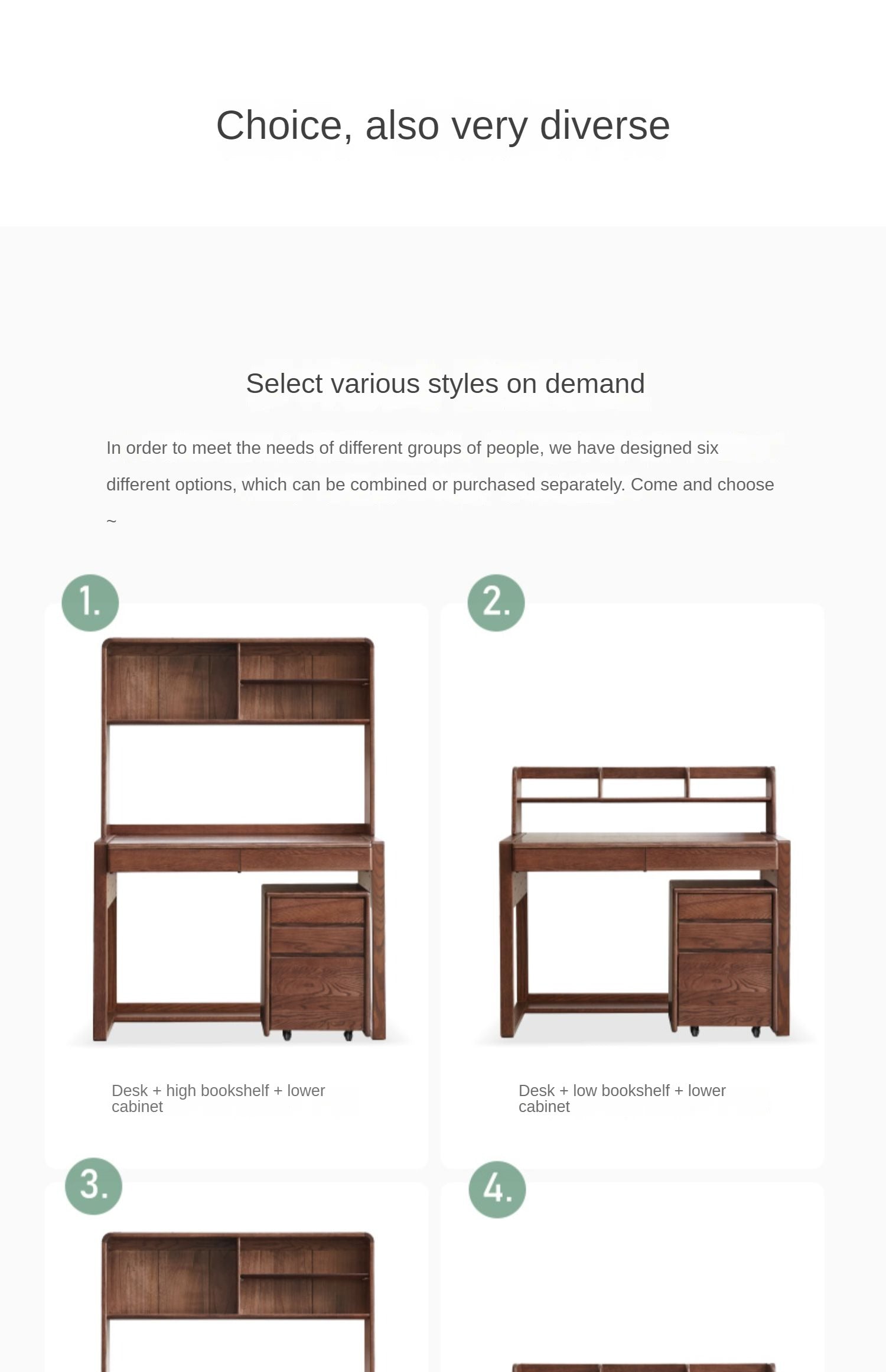 Solid Oak Wood Modern Combination Desk - Home Office Workstation for Study, Writing & Computer Use