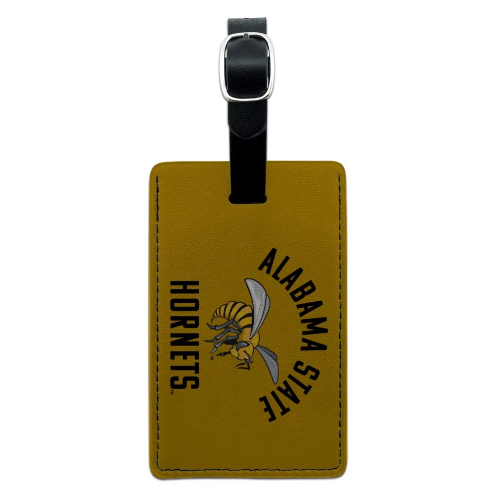 Alabama State Hornets Leather Luggage Tag - Personalized Rectangle Suitcase ID Tag for Travel, Carry-On Bags & Backpacks | Durable & Stylish College Team Spirit Accessory
