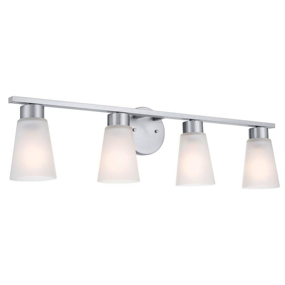 Kichler Stamos 4-Light Bathroom Vanity Light Fixture - 8 Inch Height, Brushed Nickel Finish - Modern Soft Style for Bathroom, Powder Room, and Dressing Area Lighting