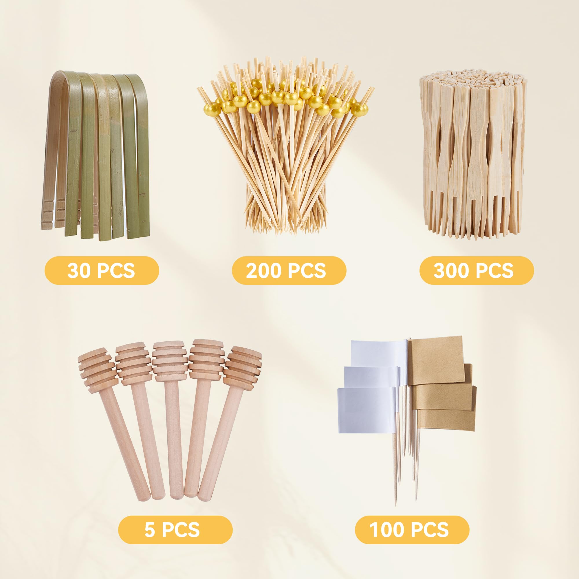Premium Charcuterie Board Set - 635 PCS Wooden Cheese Board Accessories Kit with Mini Tongs, Cocktail Picks, Forks, Honey Dippers & Toothpick Flags - Perfect for Christmas Parties, Charcuterie Platters & Pastry Making
