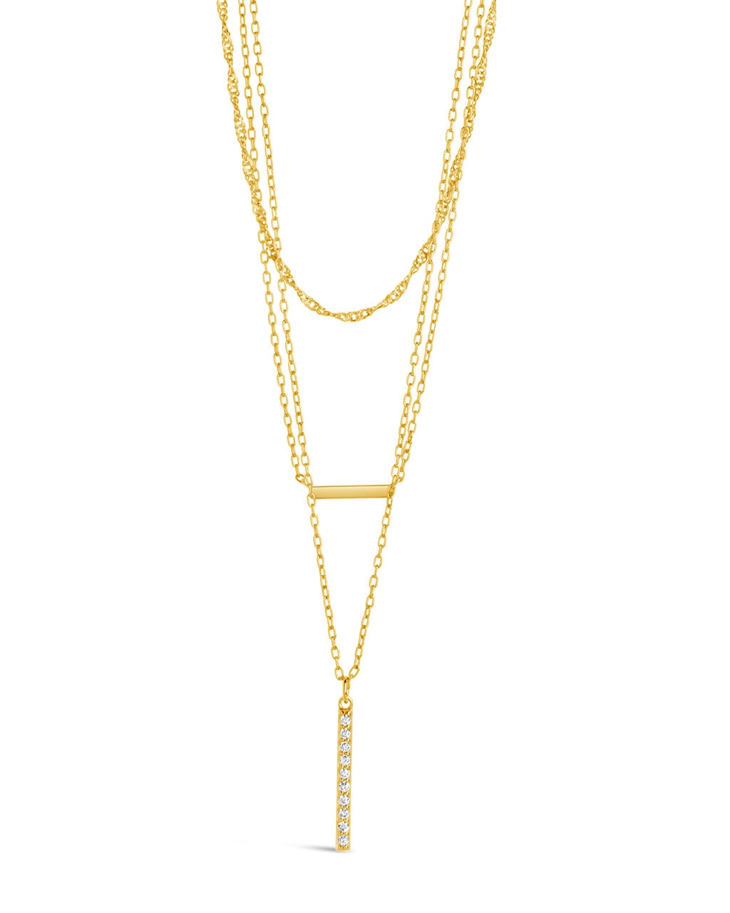 Lottie CZ Pendants & Chain Layered Necklace for Women - Elegant Cubic Zirconia Gold/Silver Layered Necklace Jewelry - Perfect for Date Night, Party & Everyday Wear