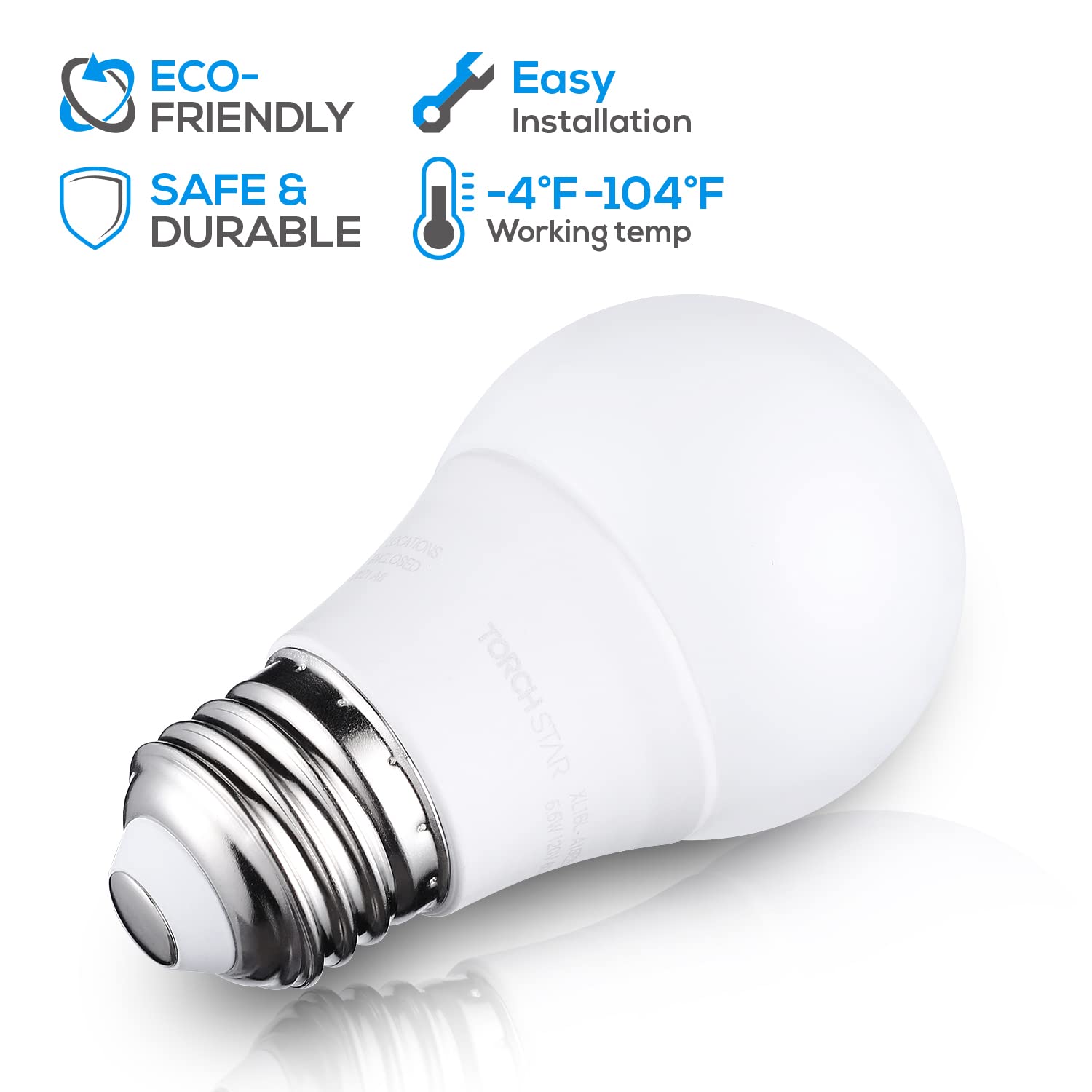TORCHSTAR 12-Pack 5.5W A15 LED Light Bulbs - 40W Equivalent, 5000K Daylight White, E26 Medium Base, G45 Shape - Energy Saving Bulbs for Ceiling Fans, Desk Lamps, Vanity Mirrors, Bedroom Lighting & Home Office