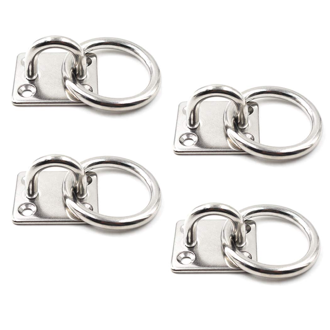Heavy Duty 304 Stainless Steel Square Ceiling Wall Mount Hook with Ring - 5mm (3/16