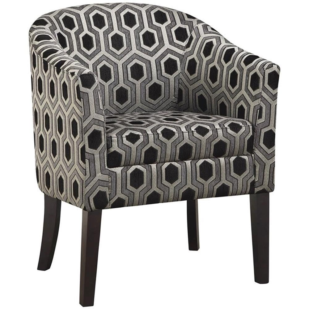 Hexagon Patterned Accent Chair - Modern Grey and Black Geometric Design for Living Room, Bedroom, or Office Decor
