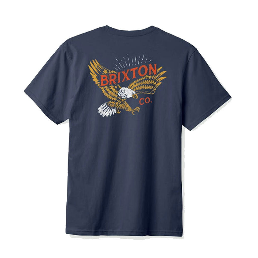 Brixton Keller Short Sleeve T-Shirt for Men - Washed Navy Vintage Style Tee - Casual Wear, Street Style & Everyday Outfits