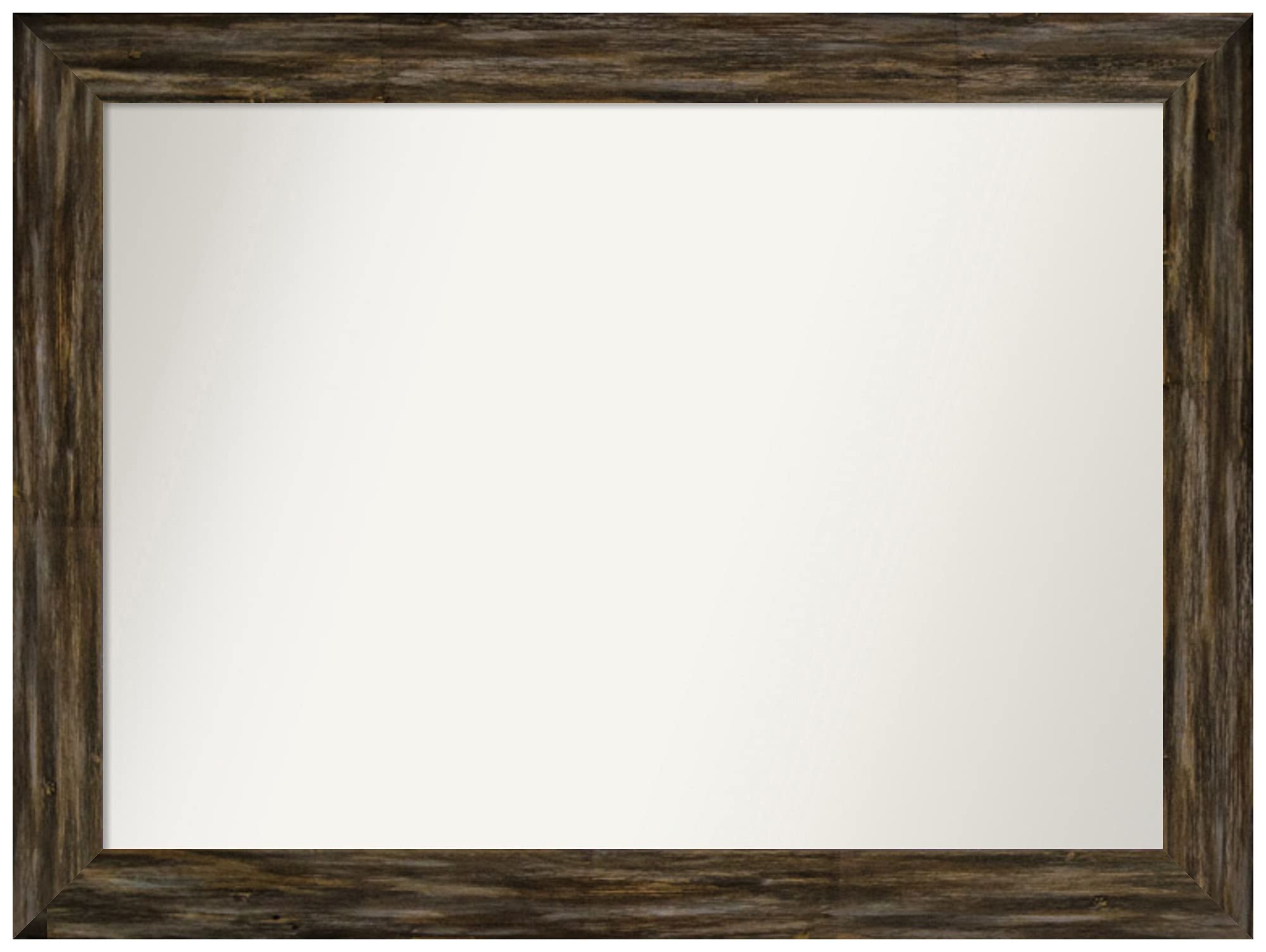 Amanti Art Non-Beveled Custom Wall Mirror - 26.5 x 35.5 Inch Fencepost Brown Narrow Frame - Bathroom, Living Room, Bedroom Decor - Various Custom Sizes Available
