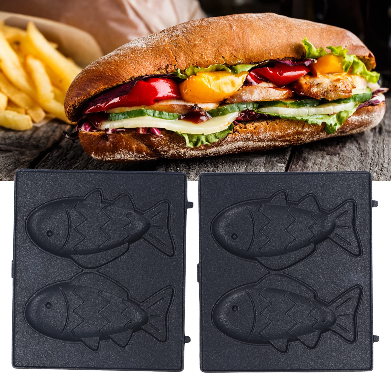2Pcs Fish-Shaped Cake Pan - Taiyaki Waffle Maker Mold for Pancakes, Bread & Waffles | Non-Stick Baking Tray for Oven, Stovetop & Home Cooking | Perfect for Japanese Desserts, Breakfast & Party Snacks