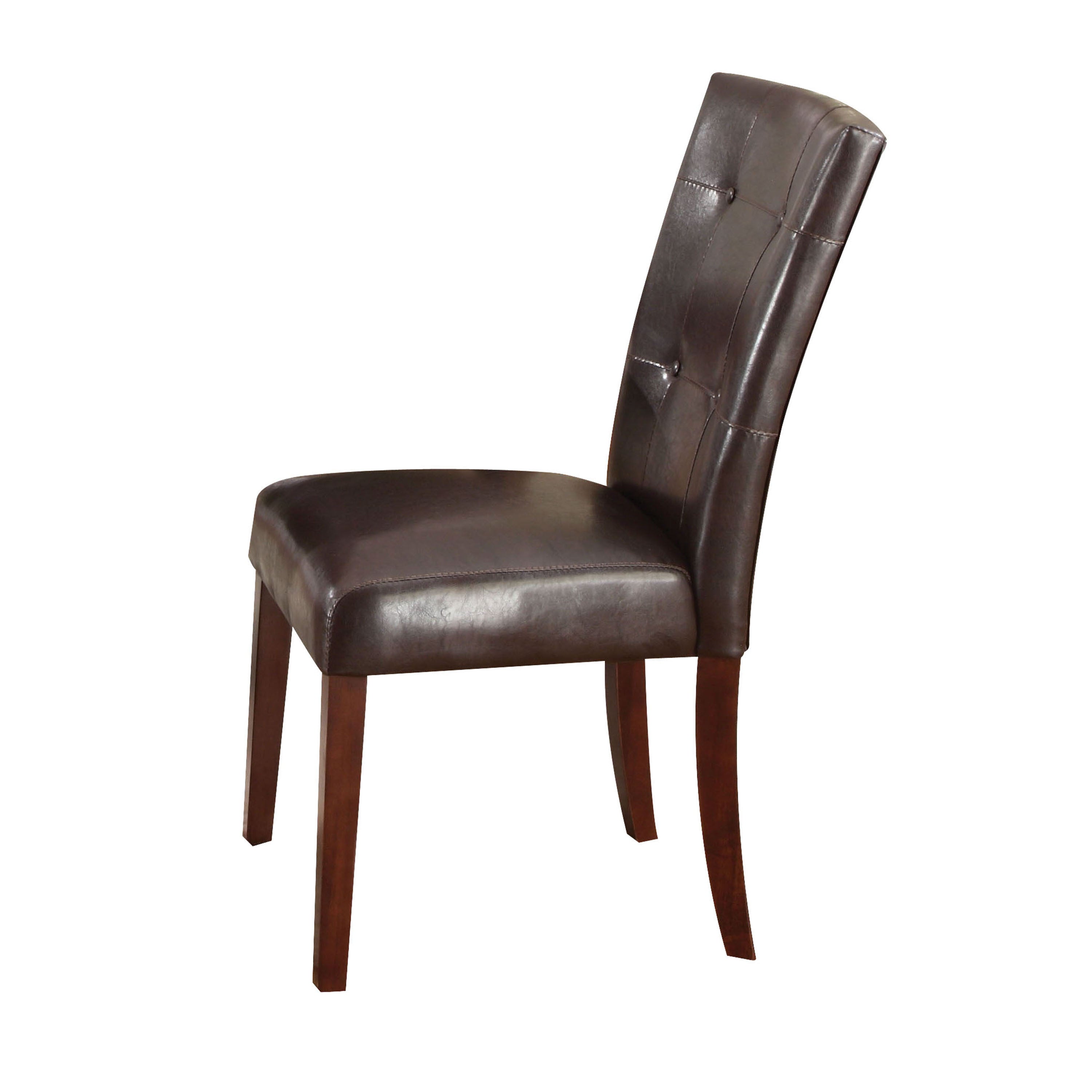 Britney Espresso Synthetic Leather & Walnut Finish Side Chairs (Set of 2) - Modern Dining Room Chairs for Kitchen, Breakfast Nook, or Office Workspace
