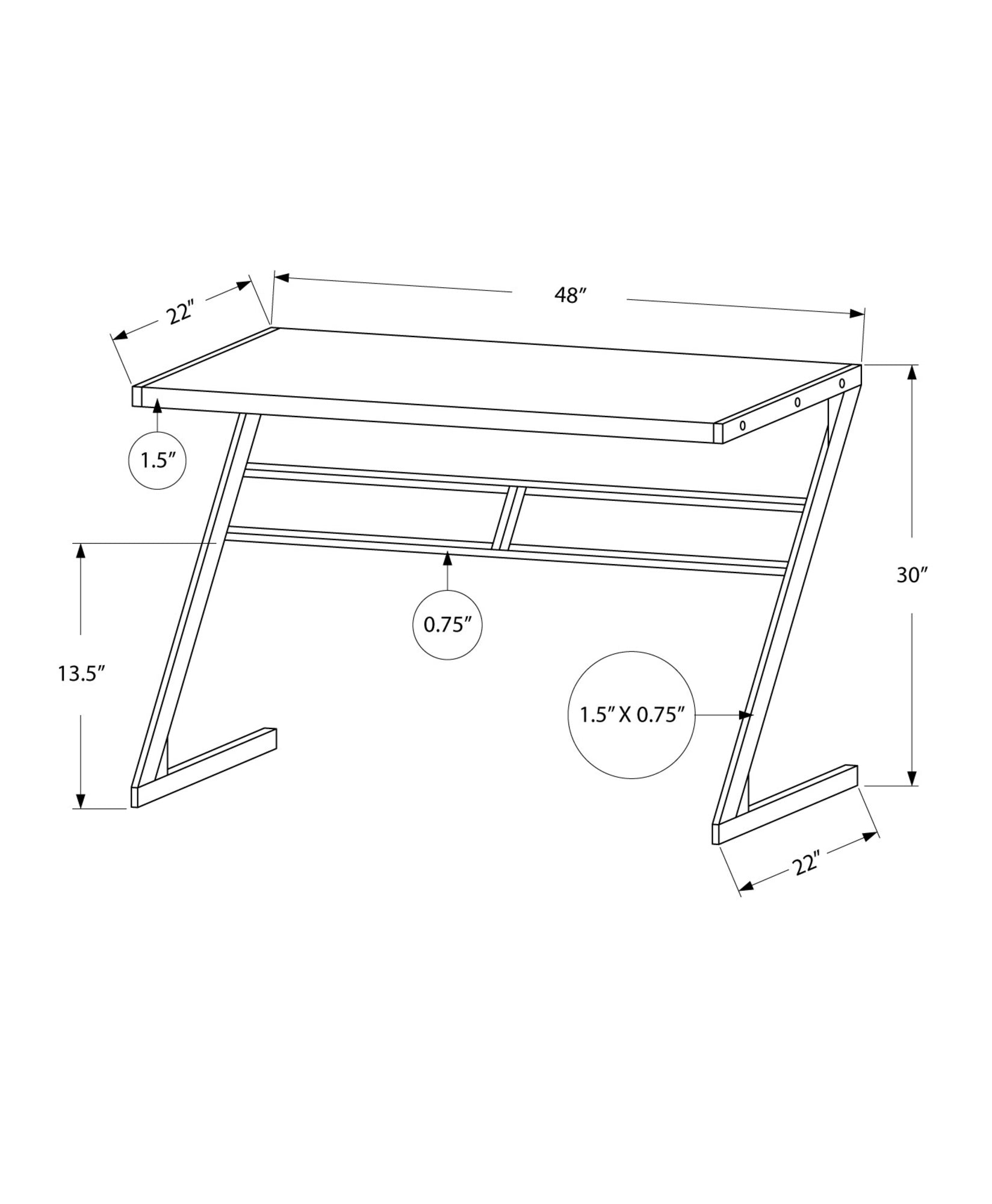 48-Inch Computer Desk with Silver Metal Frame in Cappuccino Finish - Perfect for Home Office, Gaming, and Study Spaces