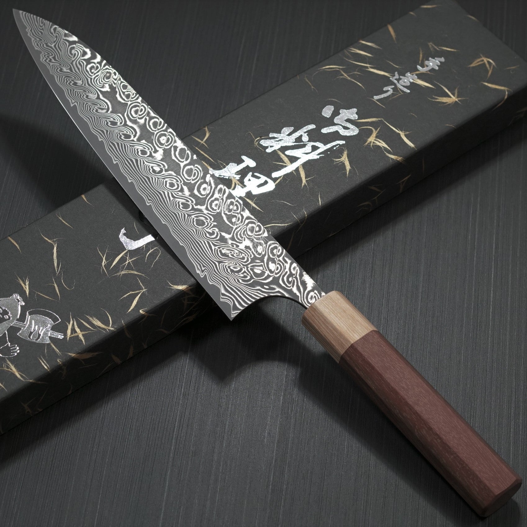 Premium Yoshimi Kato SG2 Super Gold 2 Damascus Gyuto Chef Knife 210mm - V-Shaped Blade with Black Finish & Jarrah Handle - Perfect for Professional Chefs, Home Cooking, Sushi Preparation & Meat Slicing