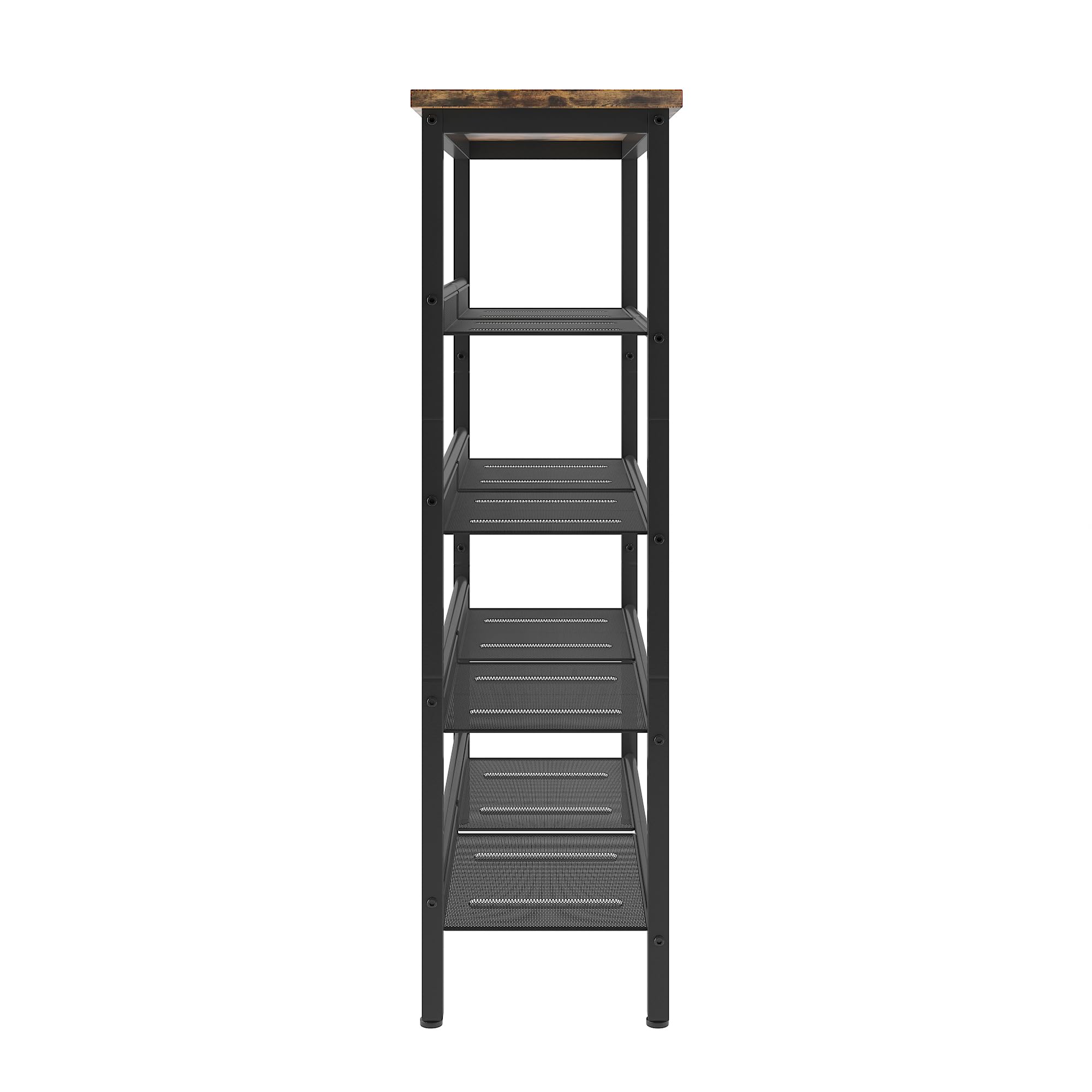 Gecheer 5-Tier Adjustable Industrial Shoe Rack with 4 Mesh Shelves - Rustic Country Style Entryway Storage Organizer for Shoes, Boots & Accessories | Perfect for Living Room, Bedroom, Porch & Hallway Organization