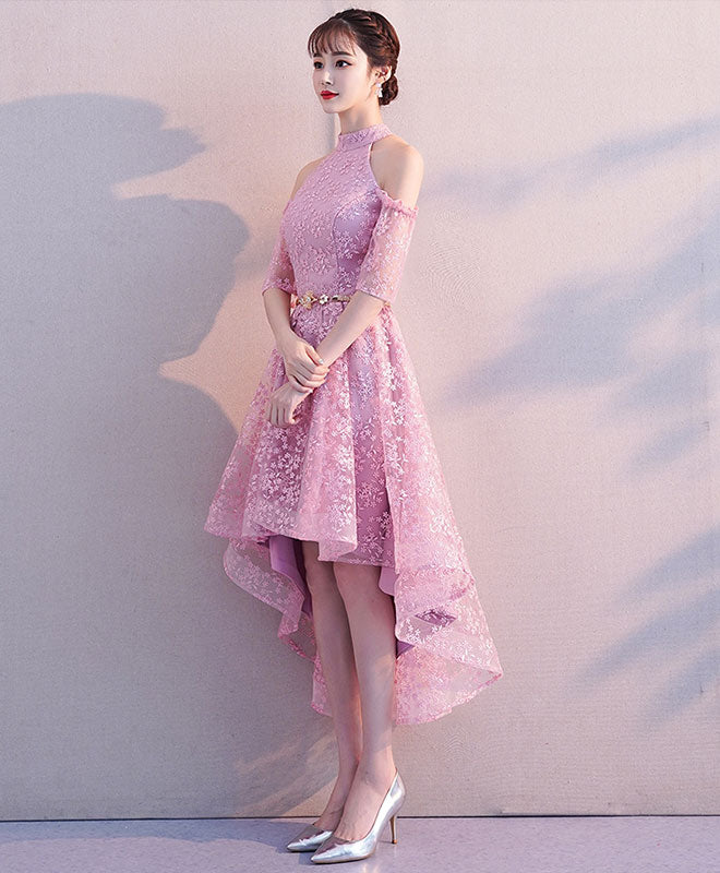 Elegant Pink High Neck Lace Short Prom Dress for Homecoming - Perfect for Formal Dances, Parties & Special Occasions