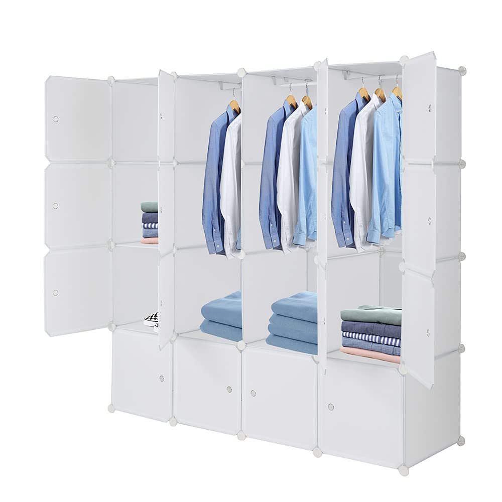16-Cubby Closet Organizer with Storage Shelves - White Clothes Storage Solution for Home, Office & Bedroom - Perfect for Organizing Clothes, Shoes & Accessories in Small Spaces