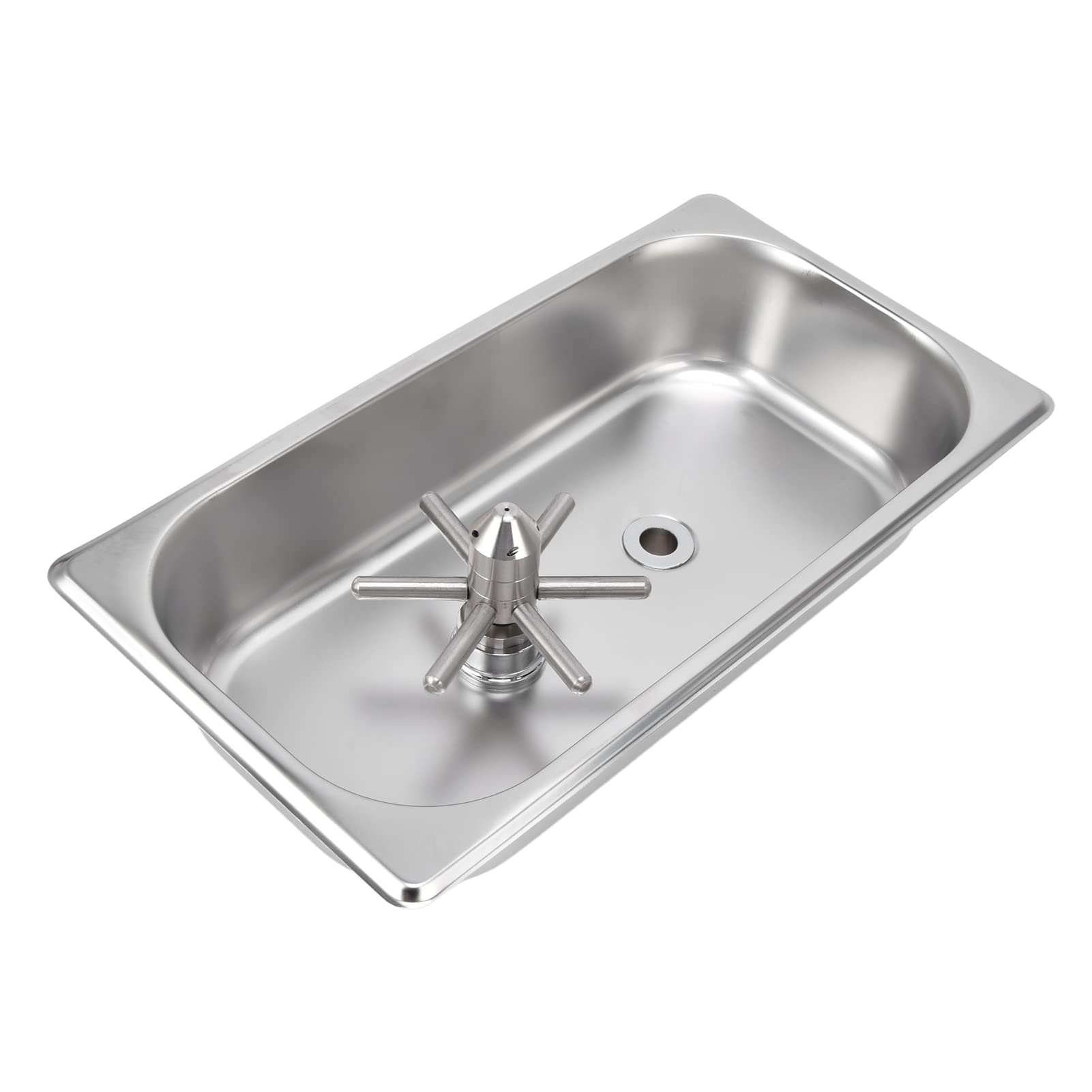 Stainless Steel Automatic Rotating Glass Rinser & Cup Washer - Bar Sink Glass Cleaner for Coffee Shops, Restaurants & Home Kitchens | Fast Cleaning for Wine Glasses, Beer Mugs & Bottles (Model B121201)