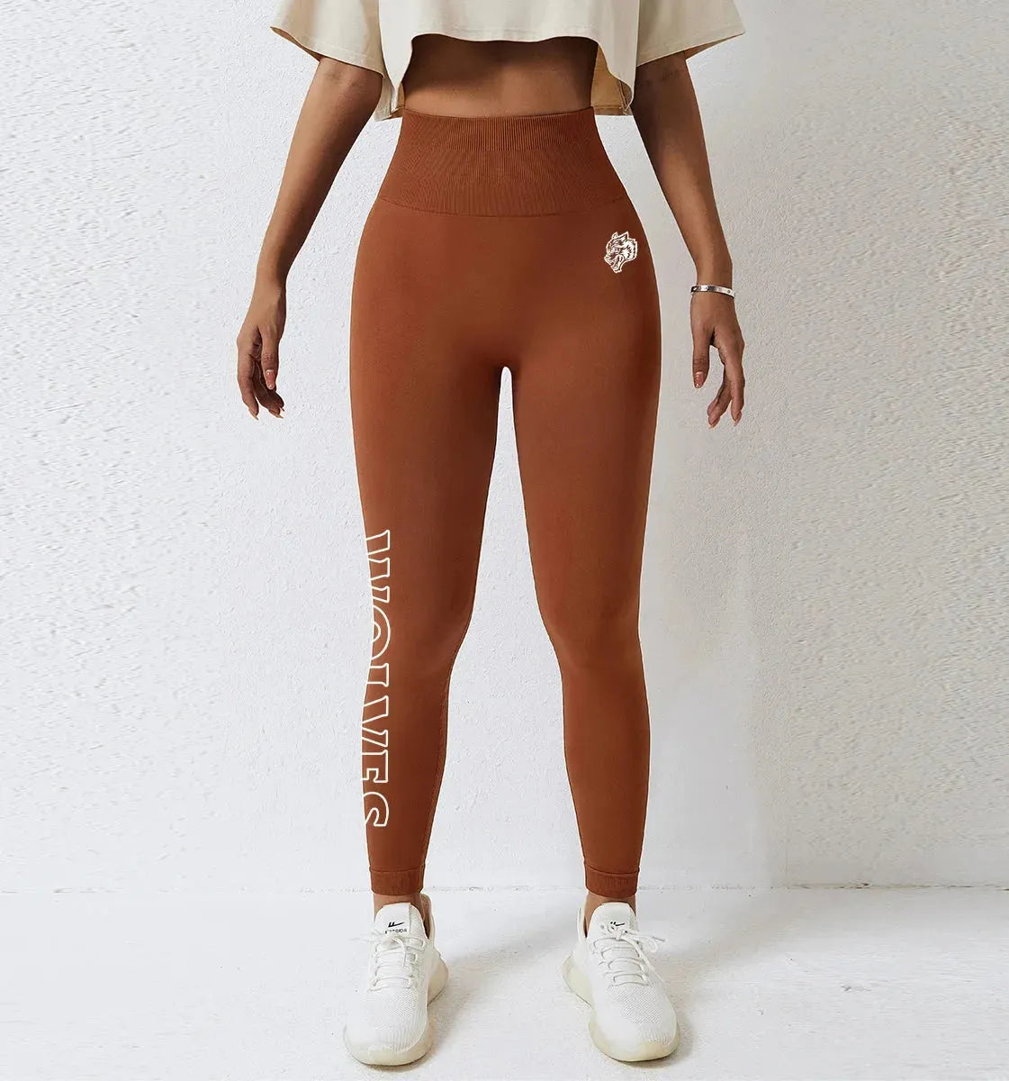 Darc Women's Seamless Gym Leggings - High Waist Elastic Workout Tights for Women, Breathable Summer Yoga Pants with Wolf Print Design - Perfect for Fitness, Running & Lounge Wear