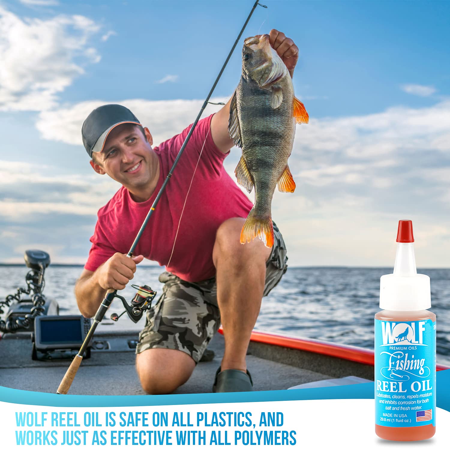 Wolf Premium Oil All-In-One Fishing Oil & Cleaner – Lubricate, Protect & Clean Fishing Reels, Rods & Tackle – Ideal for Saltwater & Freshwater Fishing Gear Maintenance