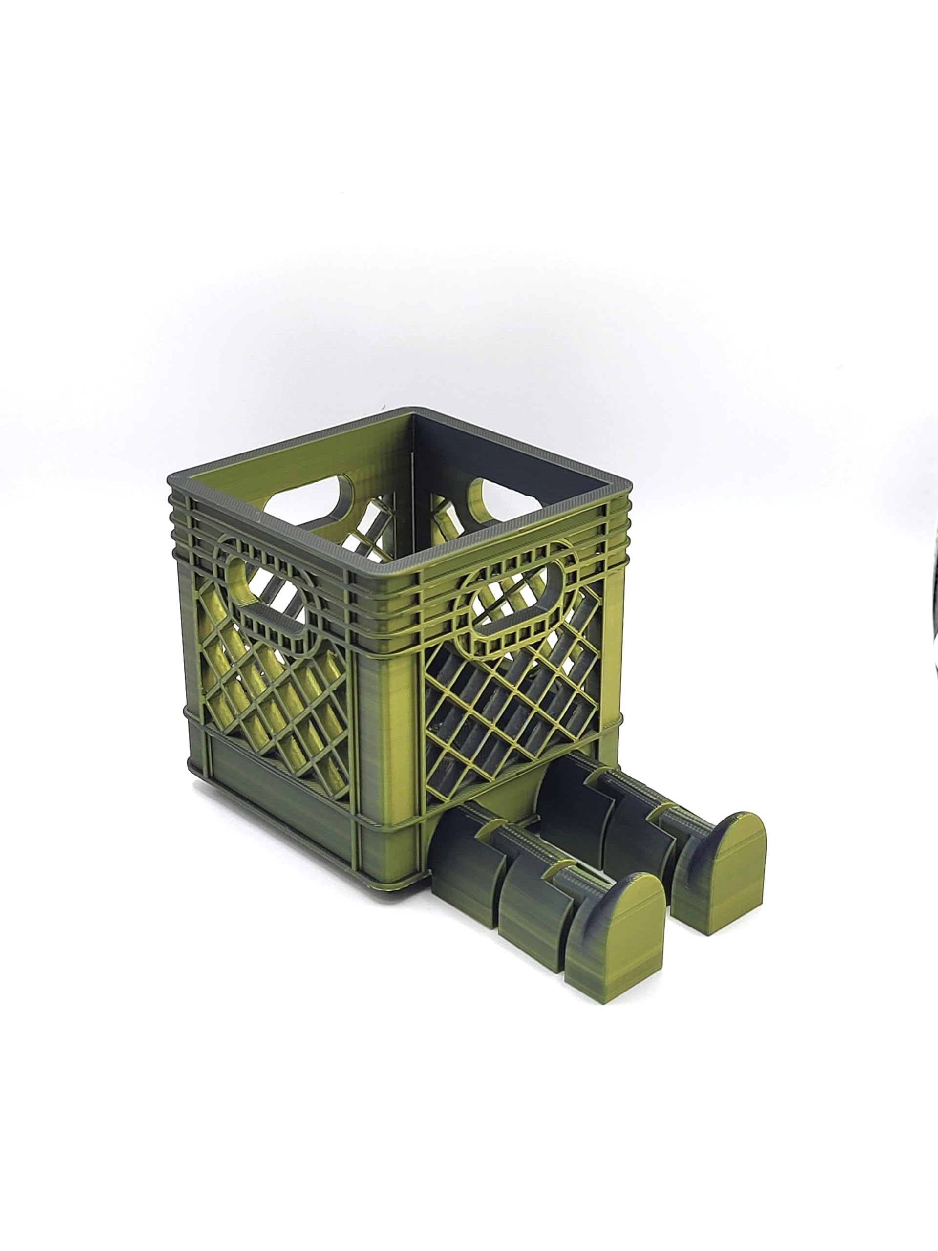Funny Mini Crate with Legs - Cute Home & Office Decor, Bathroom Organizer for Small Items, Lego Storage Bin, Desk Organizer, Business Card Holder, Pencil Box, Makeup Organizer (Black & Gold) - Perfect for Bedroom, Bathroom, Office & Kids Room Organization