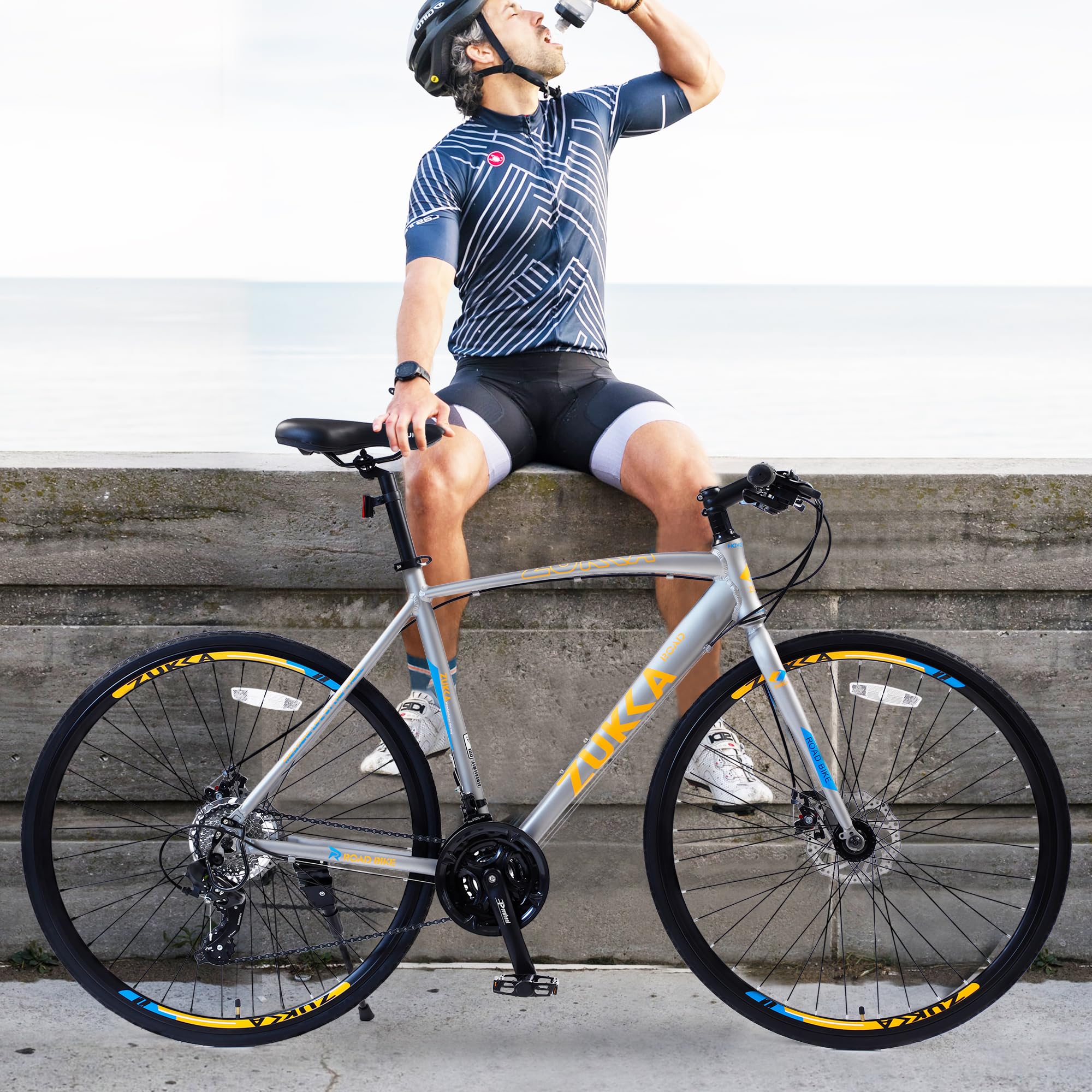 24-Speed Hybrid Bicycle with Disc Brakes - 700C Road Bike for Men & Women - Perfect for City Commuting, Fitness Riding & Urban Adventures