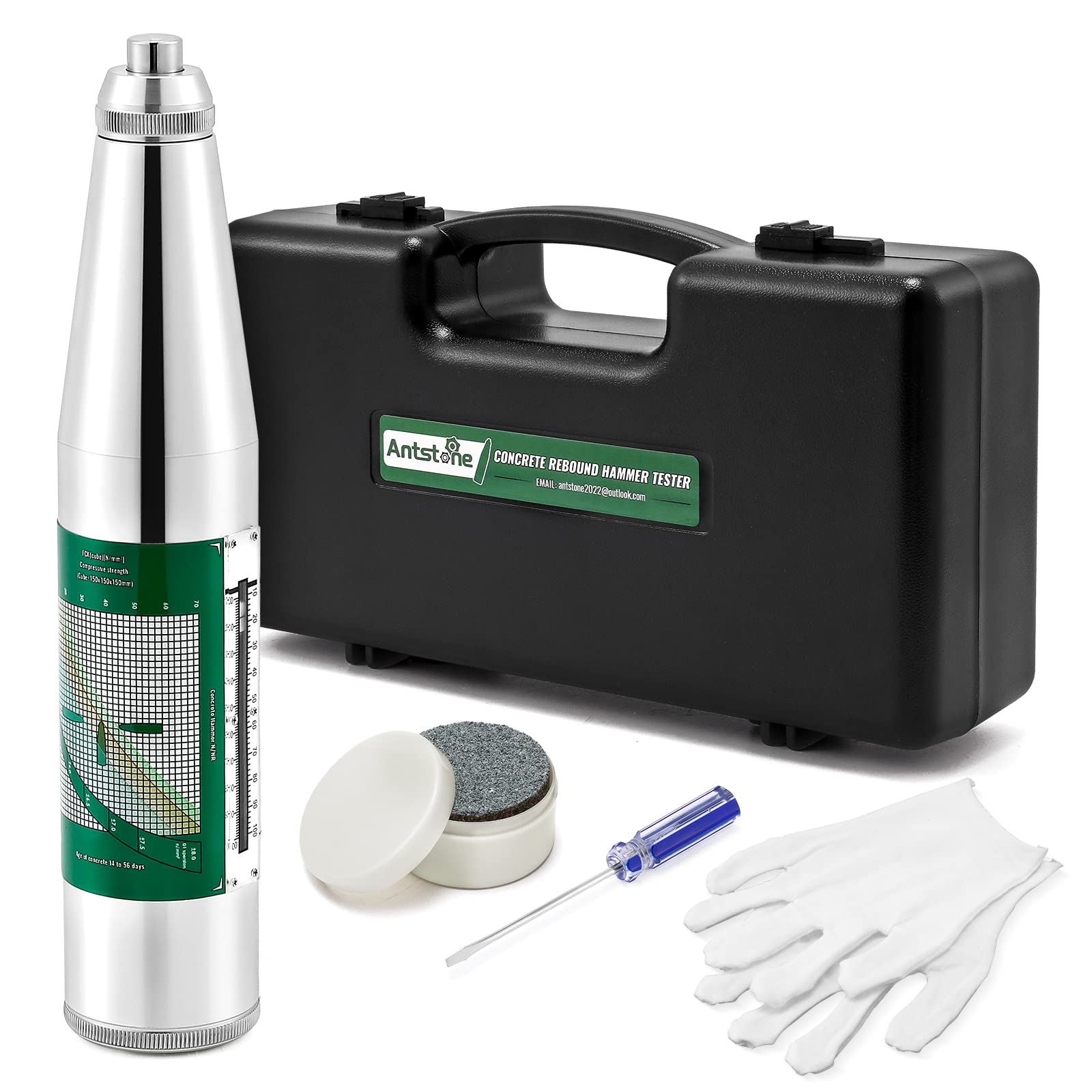 **Concrete Rebound Hammer Tester - Schmidt Hammer for Mechanical Strength Testing (10-60Mpa / 1450-8702psi) - Ideal for Construction, Quality Control & Structural Assessment**