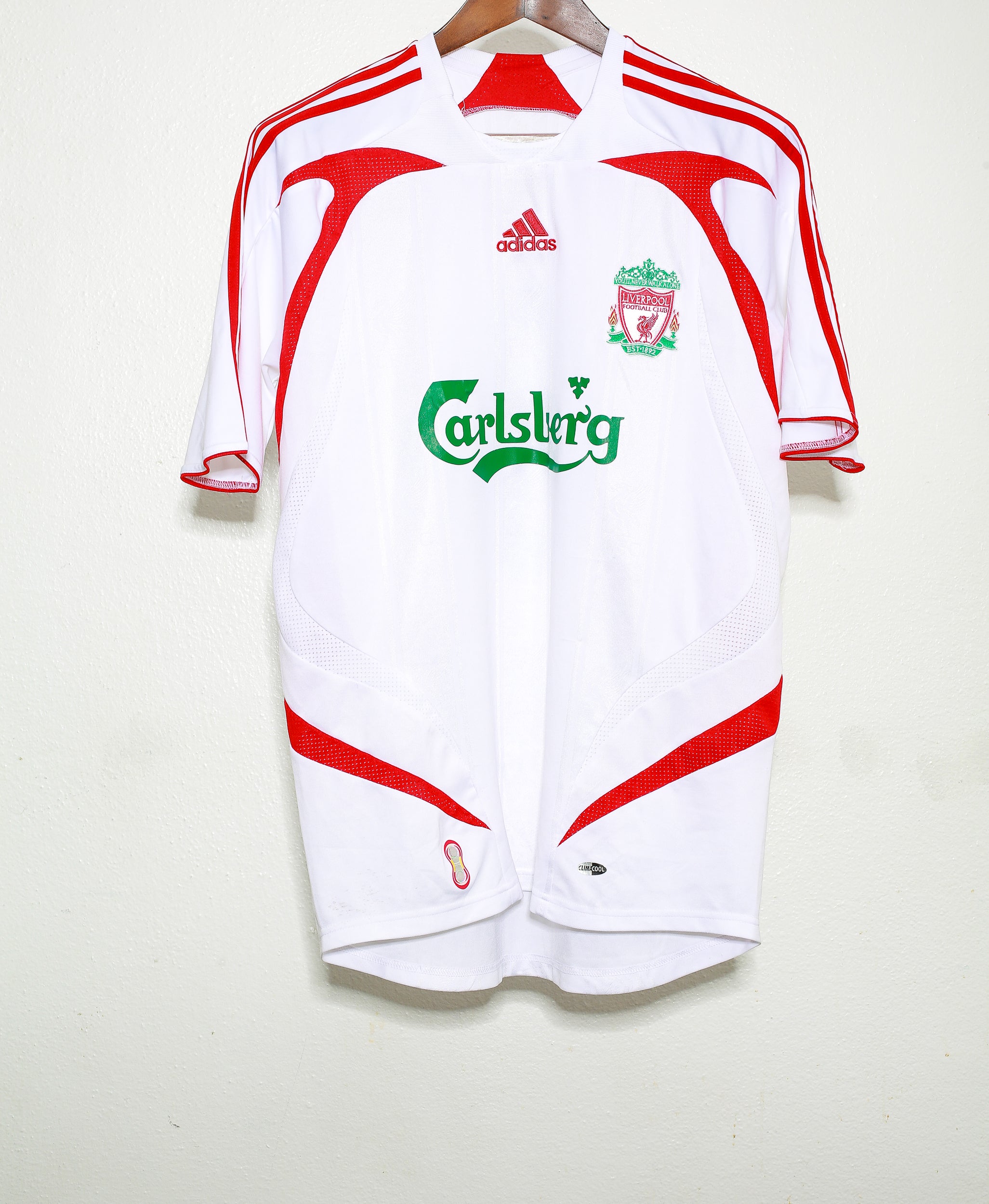 2007 Liverpool FC Away Jersey #8 Steven Gerrard - XL Size Soccer Shirt for Fans & Collectors - Perfect for Match Days, Cosplay & Sports Memorabilia Display