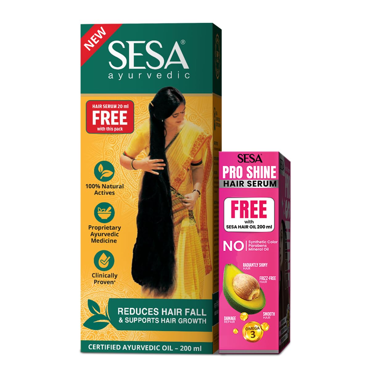 **SESA Ayurvedic Hair Oil 200ml with Free Hair Serum 20ml - Bhringraj & 17 Herbs for Hair Growth & Fall Control - Coconut & 4 Nourishing Oils - Easy Applicator for Men & Women - Perfect for Daily Scalp Massage & Deep Conditioning**