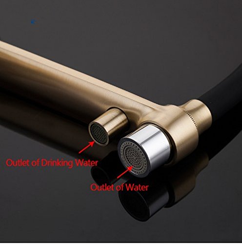 GOWE Premium Gold Kitchen Faucet with Built-in Water Filter - Brass Pull Down Sprayer Sink Mixer Tap for Modern Kitchens | Perfect for Cooking, Washing Dishes & Filtered Drinking Water
