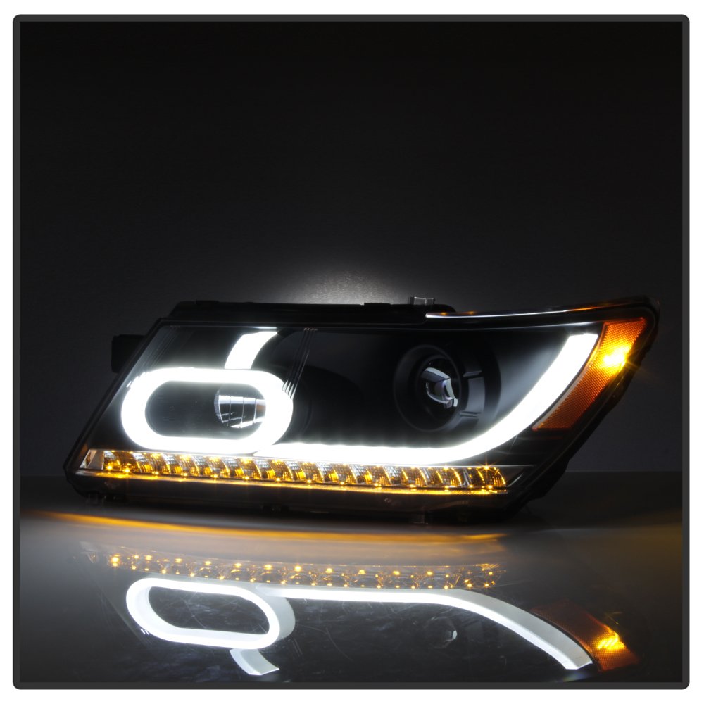 High-Performance LED Light Tube DRL Headlights for Dodge Journey 2009-2014 - Black/Clear Lens - Upgrade Your Ride with Bright Daytime Running Lights for Enhanced Safety & Style