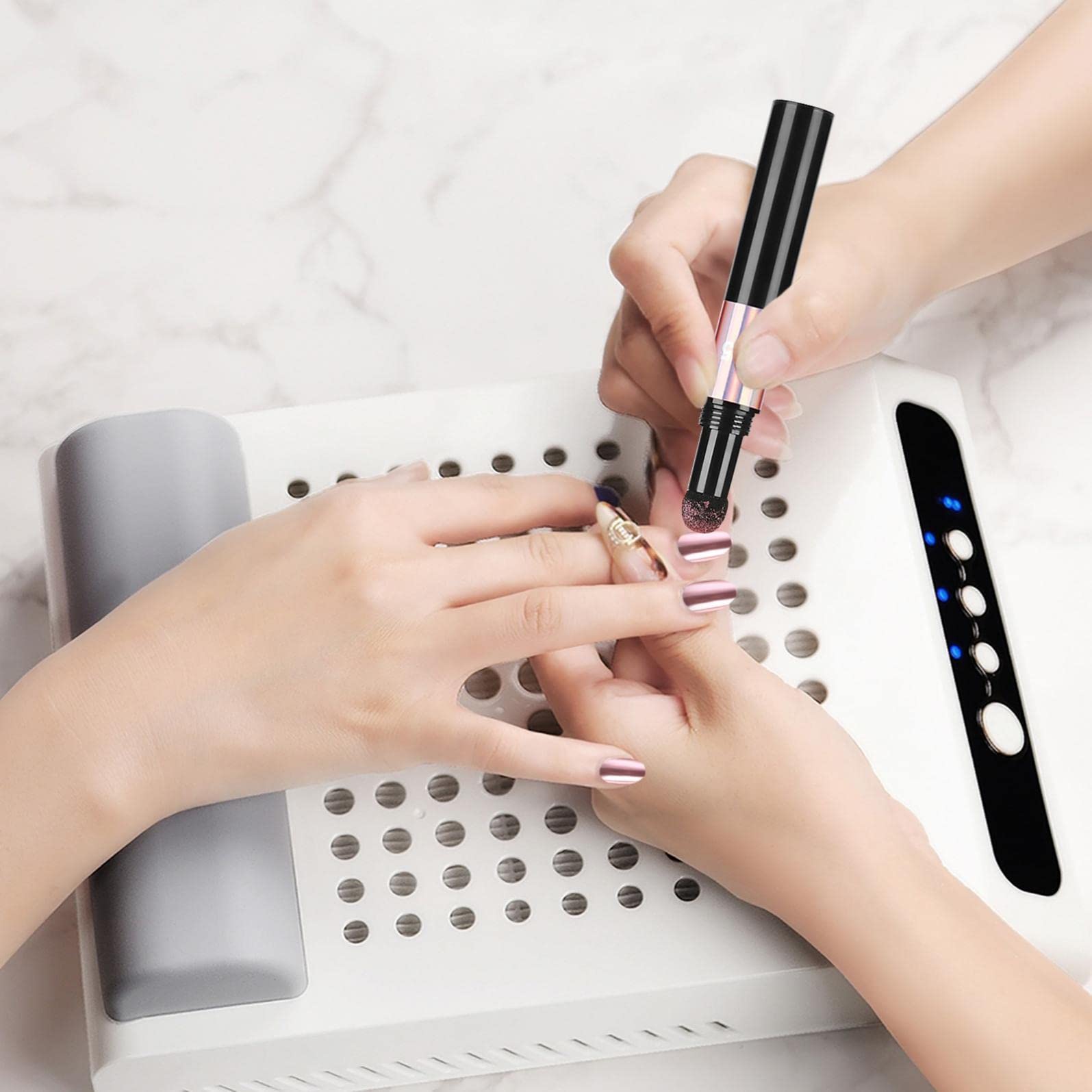 Chrome Nail Powder Pen - Metallic Mirror Effect Glitter DIY Nail Art Kit for Professional & Home Manicures - Perfect for Nail Salons, Parties & Special Occasions