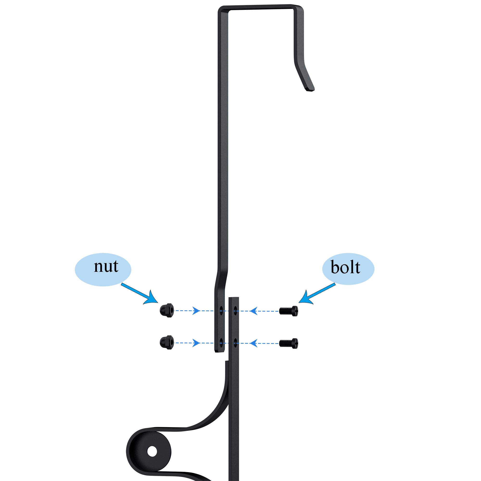 Over The Door Towel Rack - Triple Towel Storage Holder with Hooks for Bathroom, Kitchen & Laundry Room - Space Saving Matte Black Organizer (17.32
