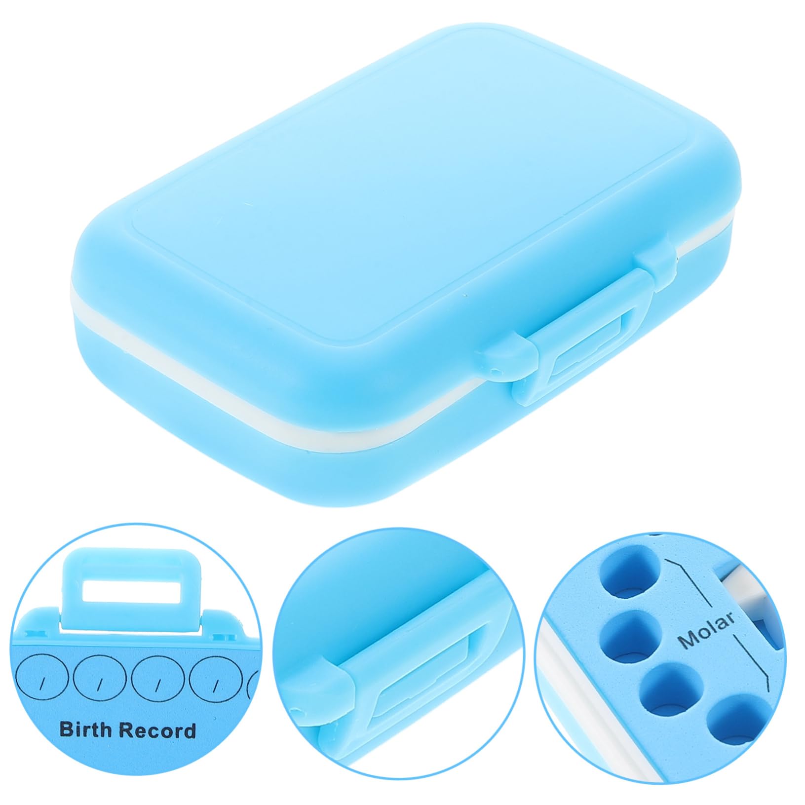 Toyvian Plastic Blue Tooth Storage Box with Box Teeth - Organize & Store Baby Teeth, Dental Collections - Perfect for Keepsakes, Dentist Visits & Memory Preservation