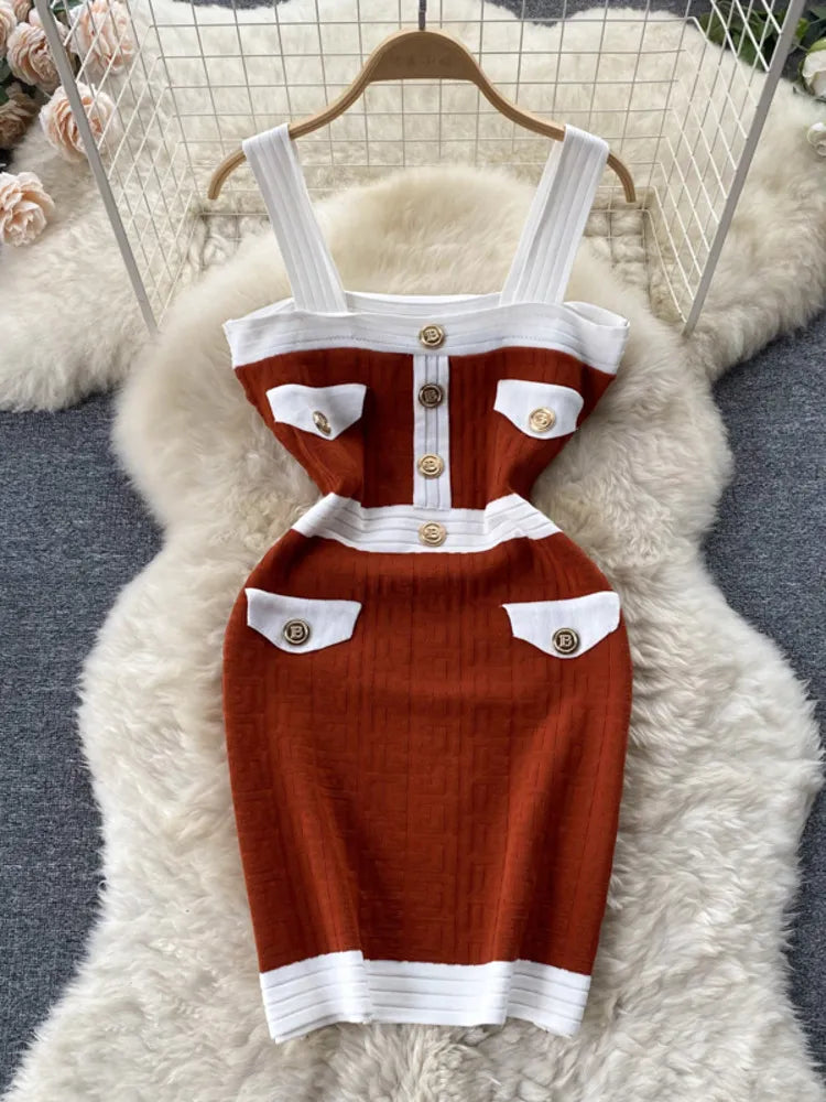 Women's Autumn Knitwear Suits - Cozy Knitted Cardigan Coat & Suspender Knit Dress 2-Piece Set | Streetwear Outfit for Fall Fashion, Date Nights & Casual Wear