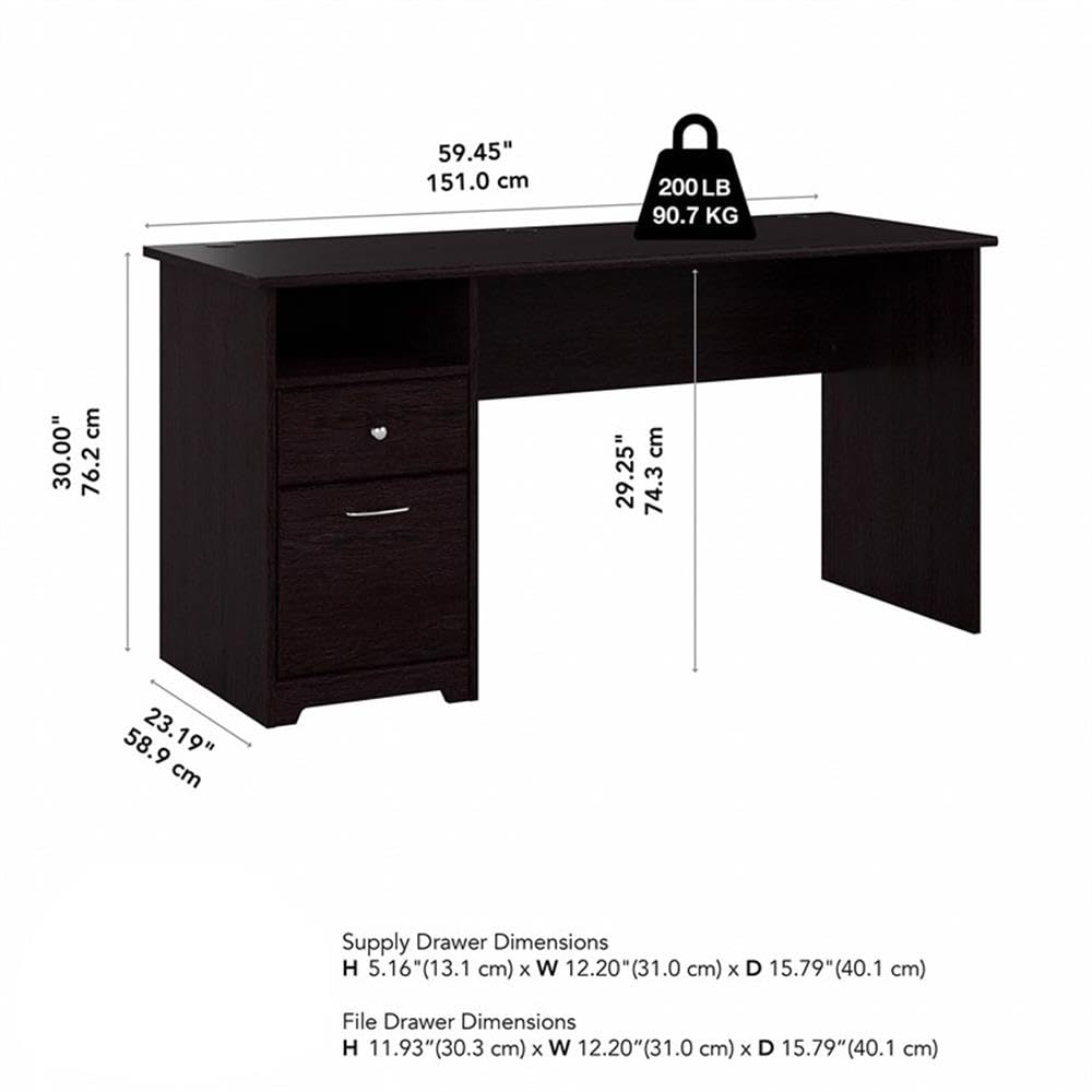 Atlin Designs 60 Inch Modern Wooden Computer Desk with Storage Drawers - Espresso Oak Finish for Home Office, Gaming & Workspace