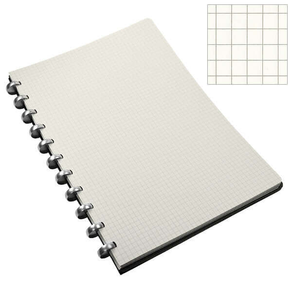 Atoma Pur Disc Bound Refillable Notebook 210 x 295mm - Black Leather Cover for Office, School & Journaling | Refillable Paper Organizer for Professionals & Students
