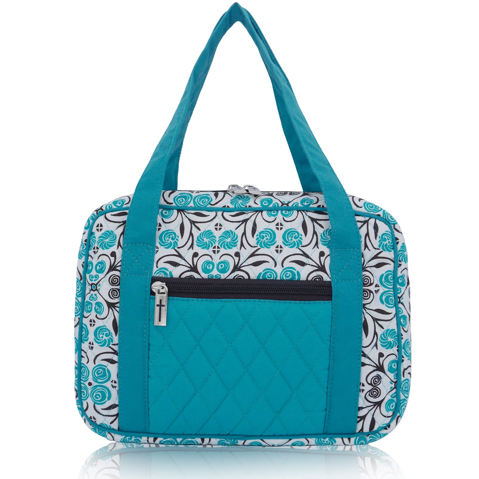 DIWI Quilted Bible Cover - Large Tote Book Bag for Church & Travel (11.25x8.25in)