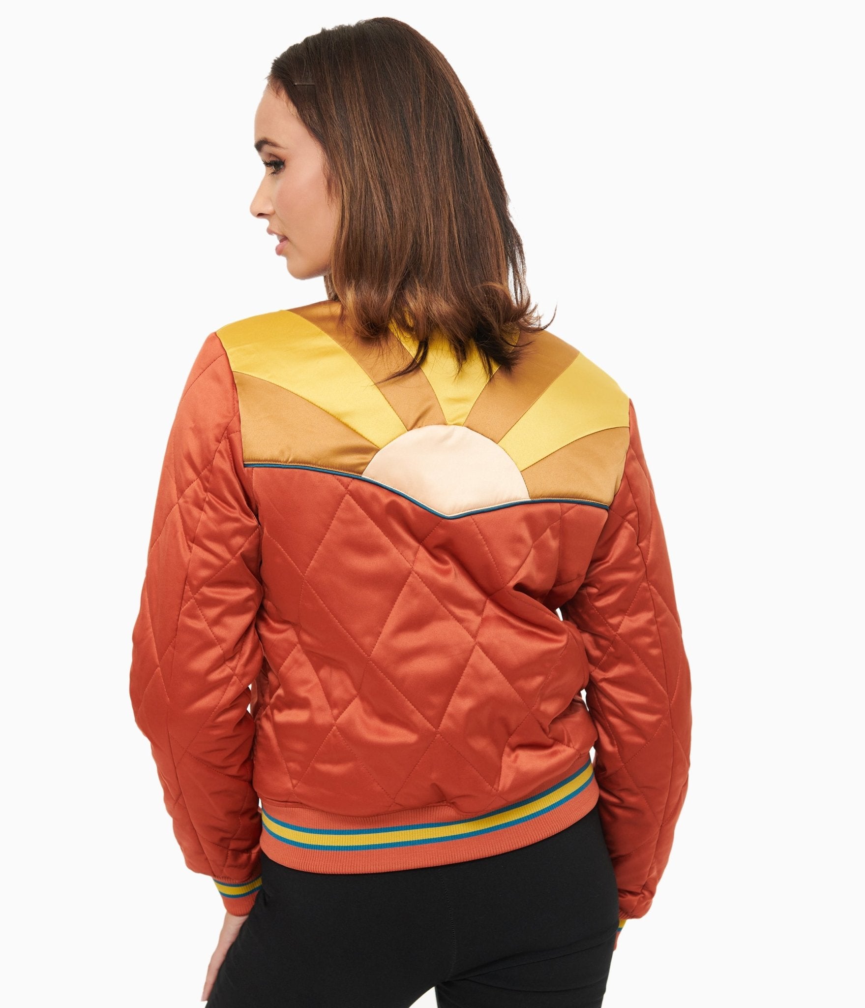 Vintage 1970s Burnt Orange Rising Sun Chainstitch Bomber Jacket - Classic Rock Style Retro Outerwear for Men & Women | Perfect for Concerts, Festivals & Streetwear Fashion