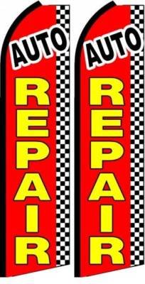 2 Pack Auto Repair Feather Banner Flags - Complete Kit for Car Dealerships, Auto Shops & Vehicle Promotions